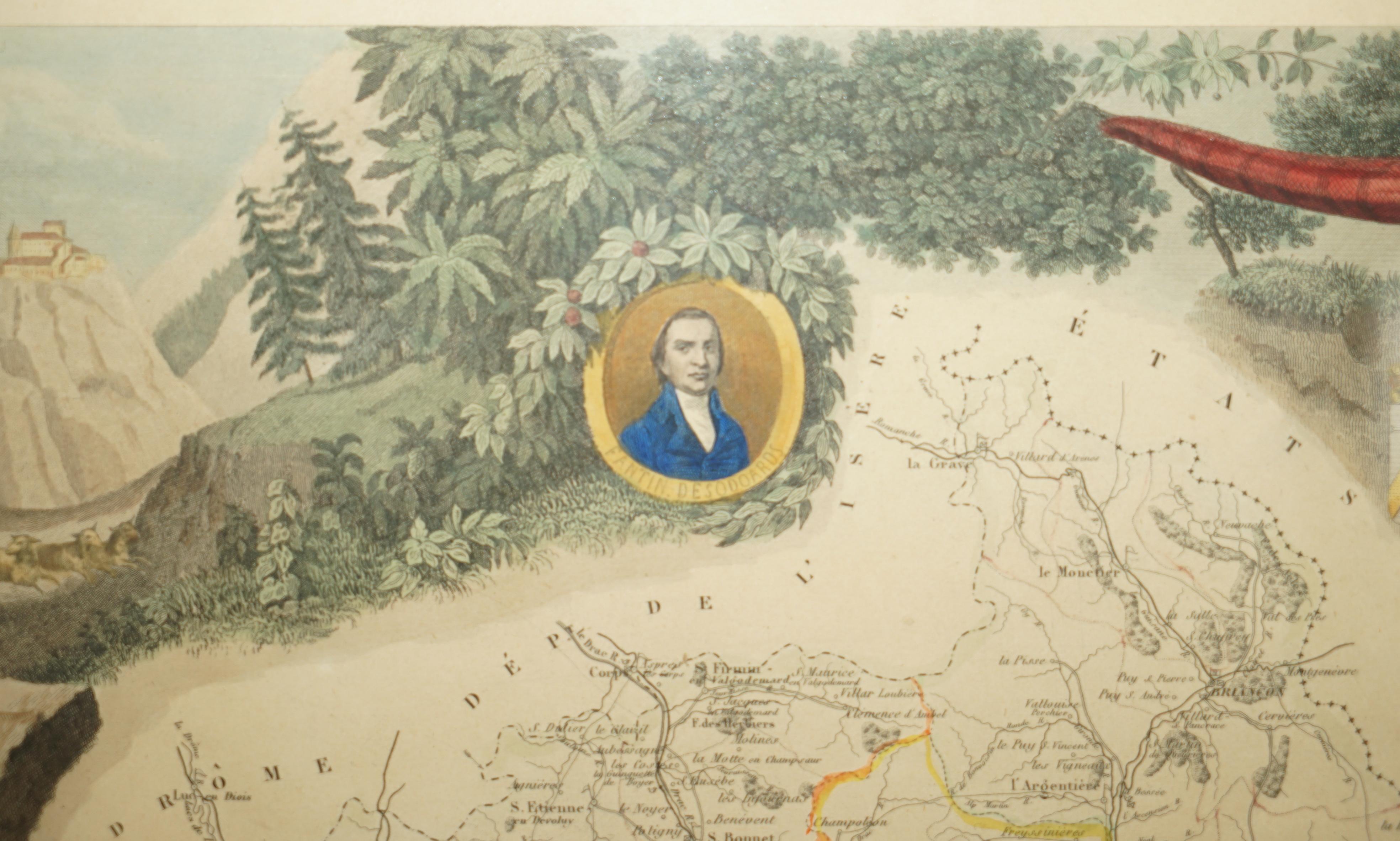 Fine Antique 1856 Hand Watercolour Map of Dept Des Hautes Alpes by Levasseur's For Sale 5