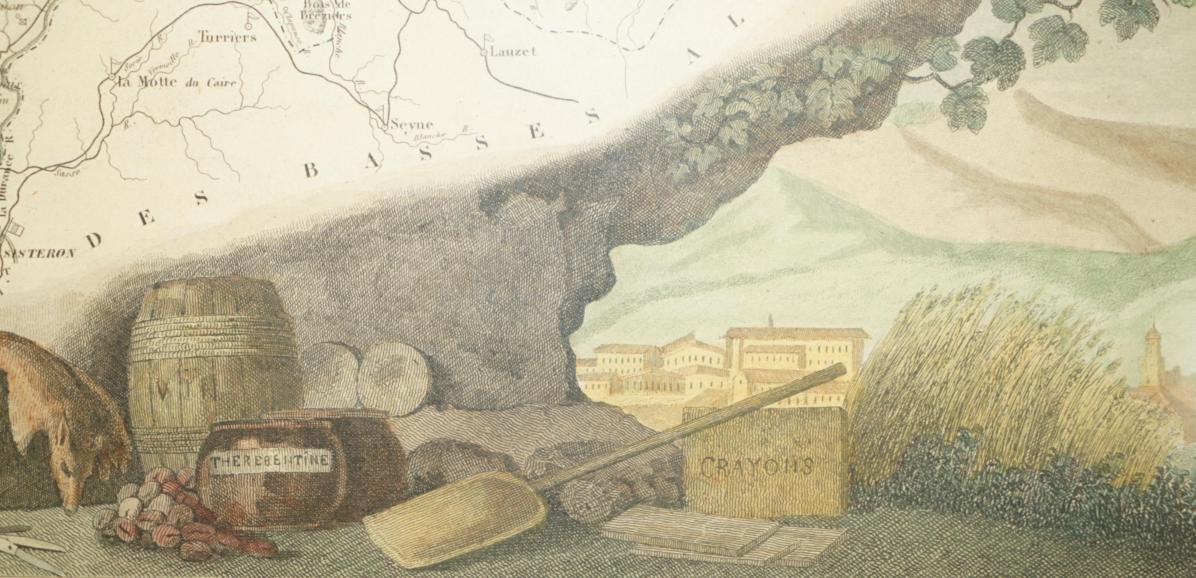 Fine carte ancienne à l'aquarelle du département des Hautes Alpes de 1856, réalisée à la main par Levasseur's en vente 13