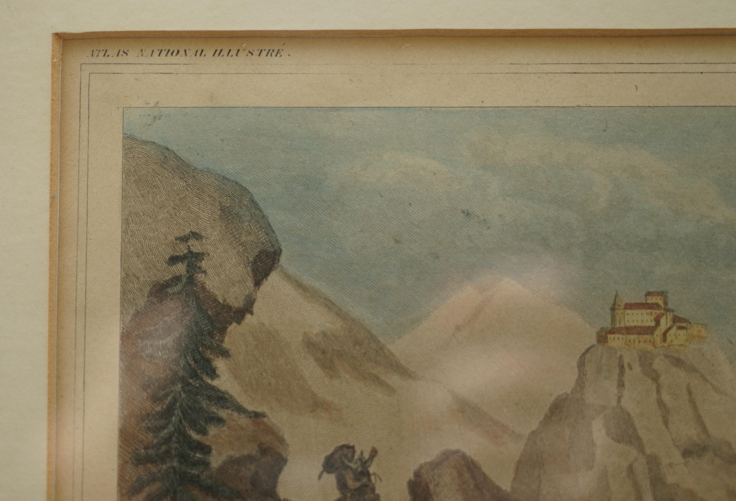Papier Fine carte ancienne à l'aquarelle du département des Hautes Alpes de 1856, réalisée à la main par Levasseur's en vente