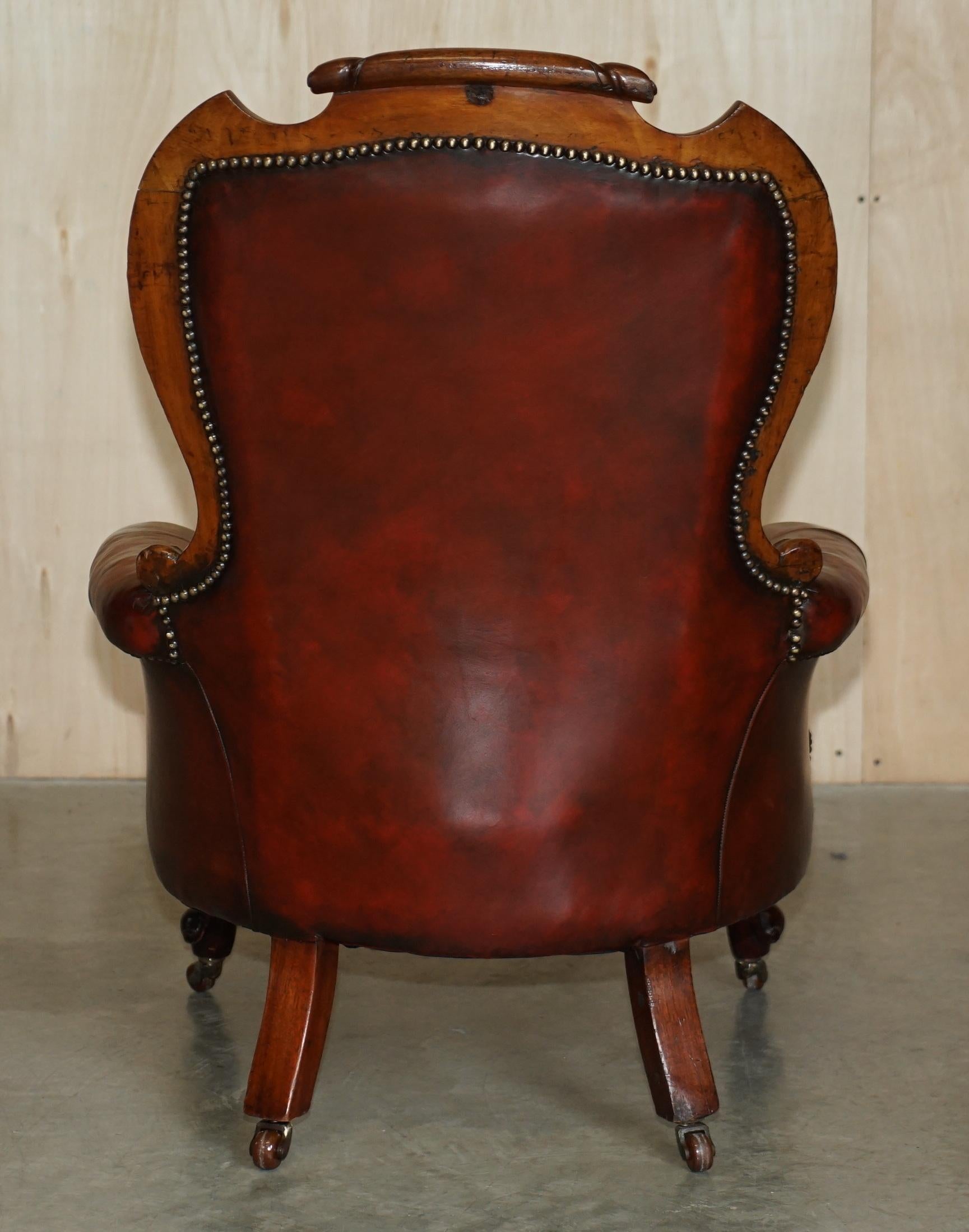 Fine Antique 1878 Presented from the Church Chesterfield Brown Leather Armchair 9