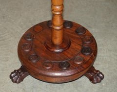 FINE ANTIQUE 1880 HARDWOOD SNOOKER CUE STAND WiTH LIONS HAIRY PAW CARVED FEET