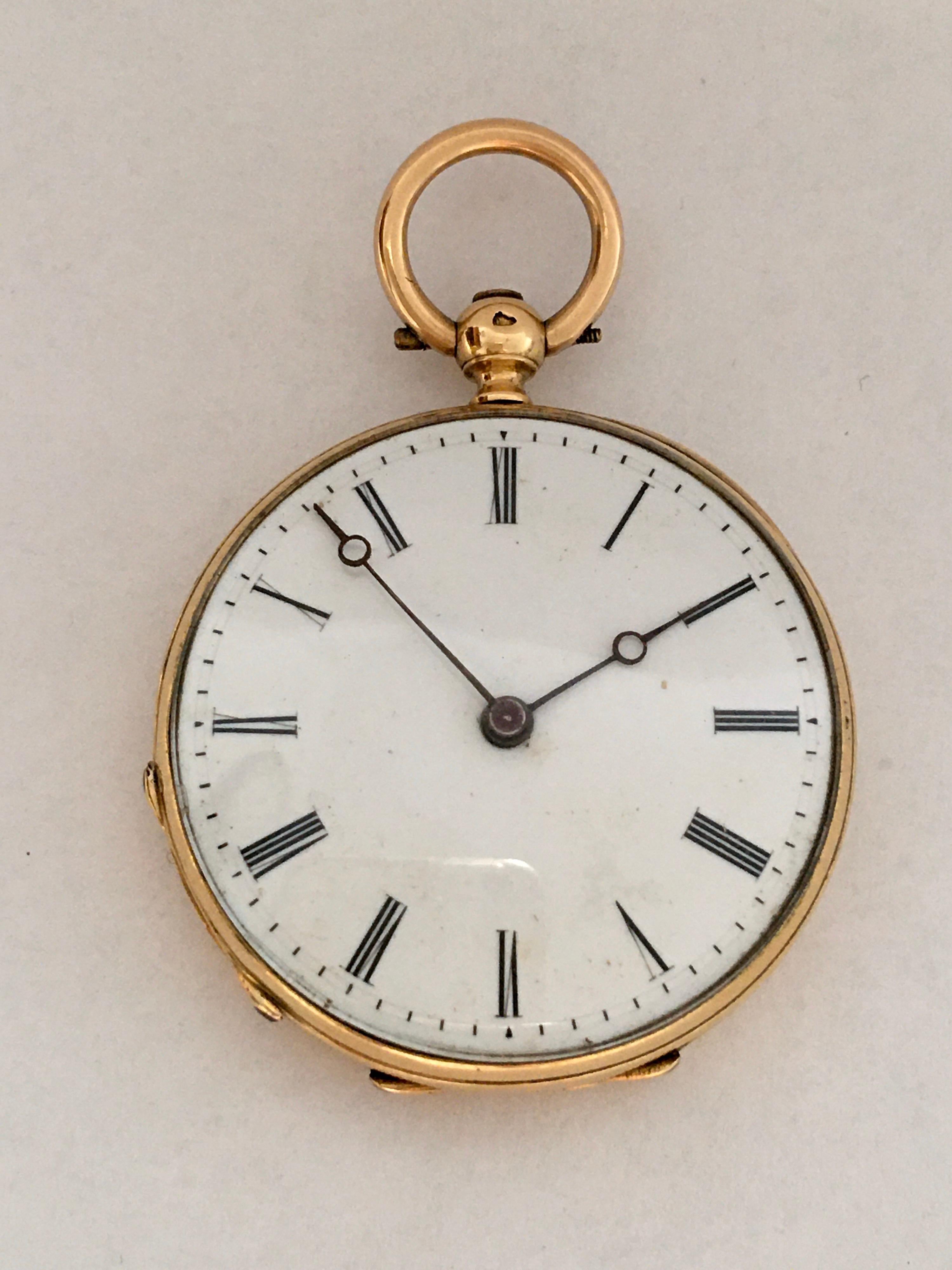 This stunning ladies gold pocket watch is in good working condition and is ticking well. 