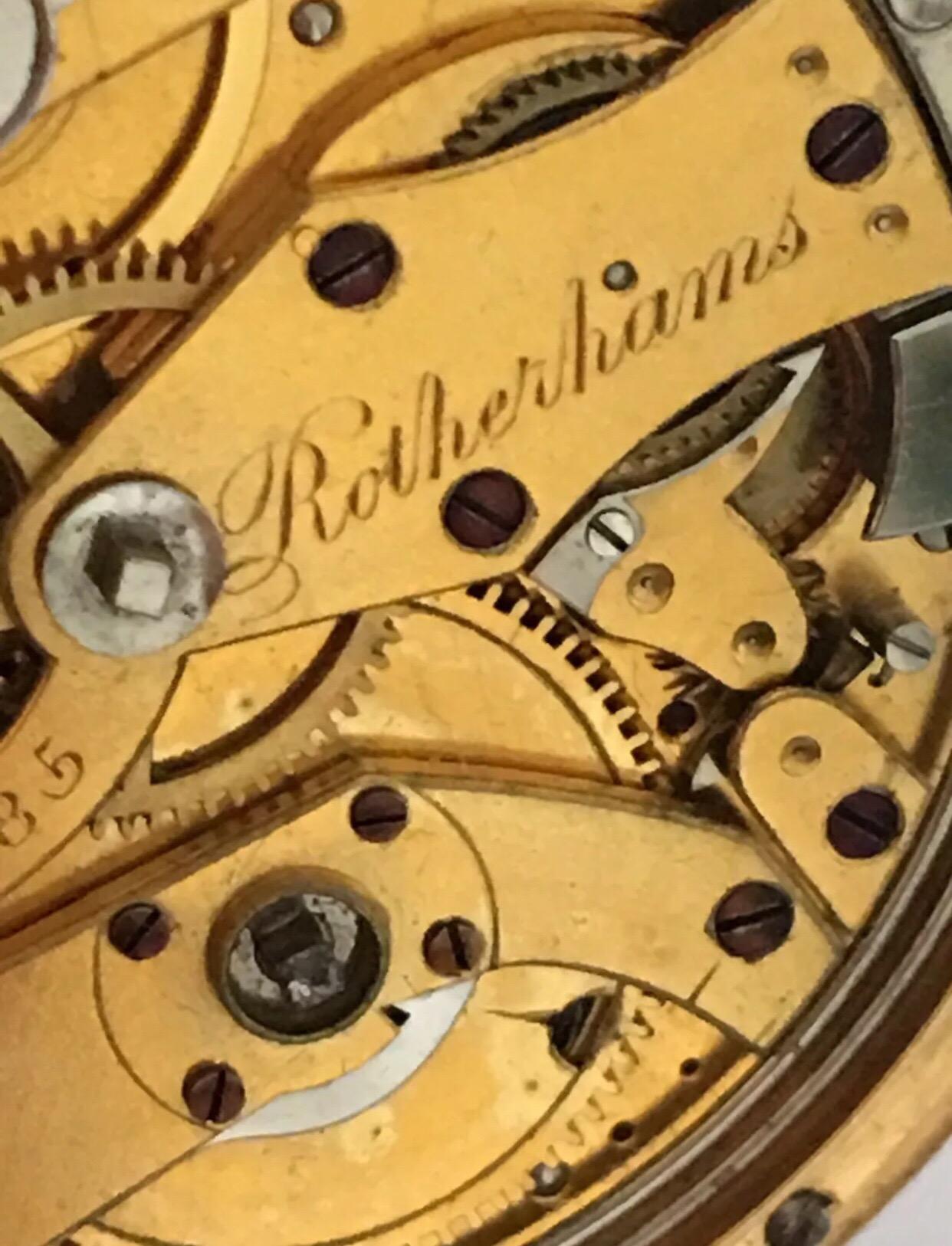 Fine Antique 18 Karat Gold Quarter Repeater Small Pocket Watch Signed Rotherhams In Good Condition In Carlisle, GB