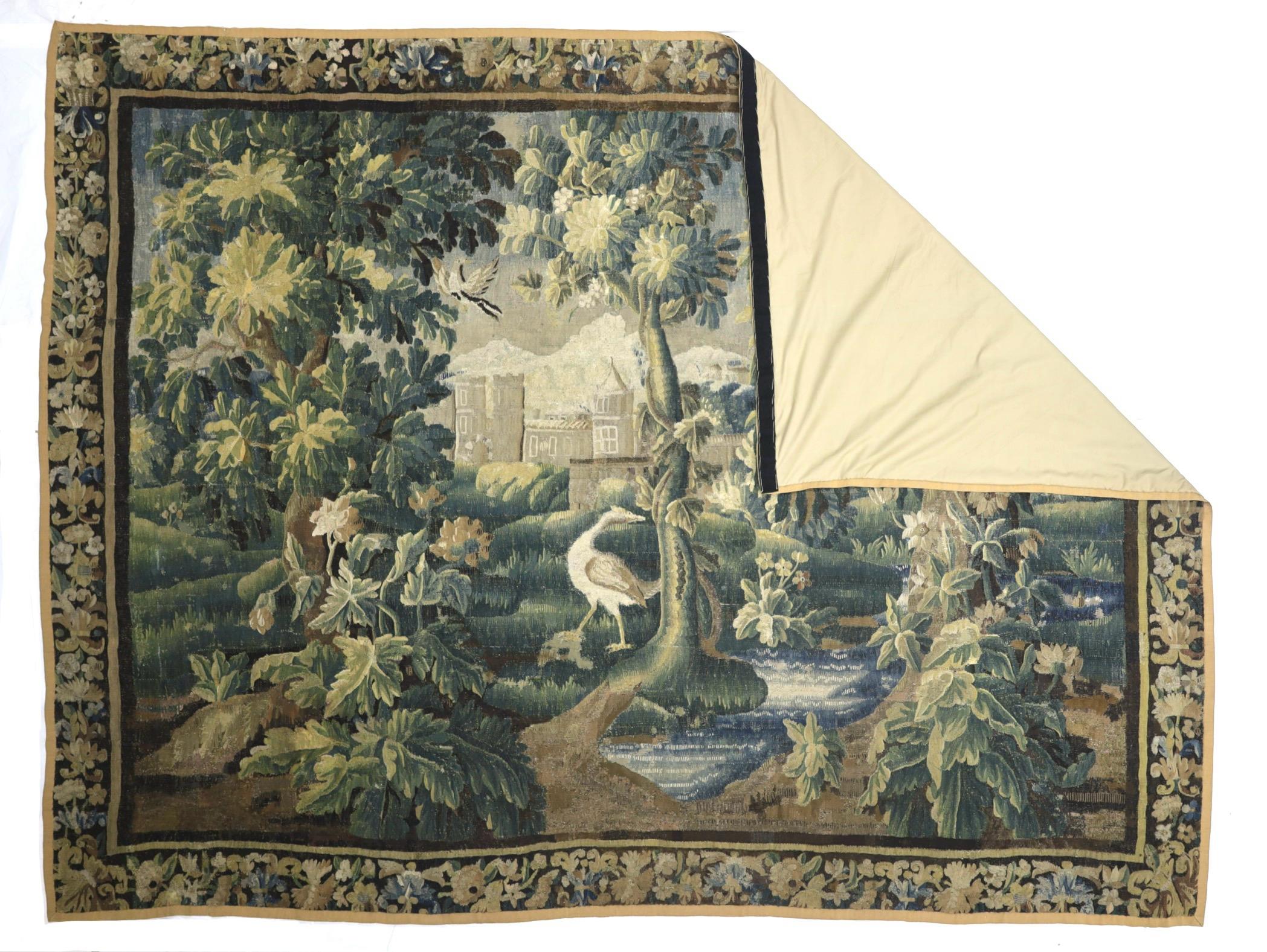 Tapisserie ancienne du 18ème siècle en Verdure 8'6