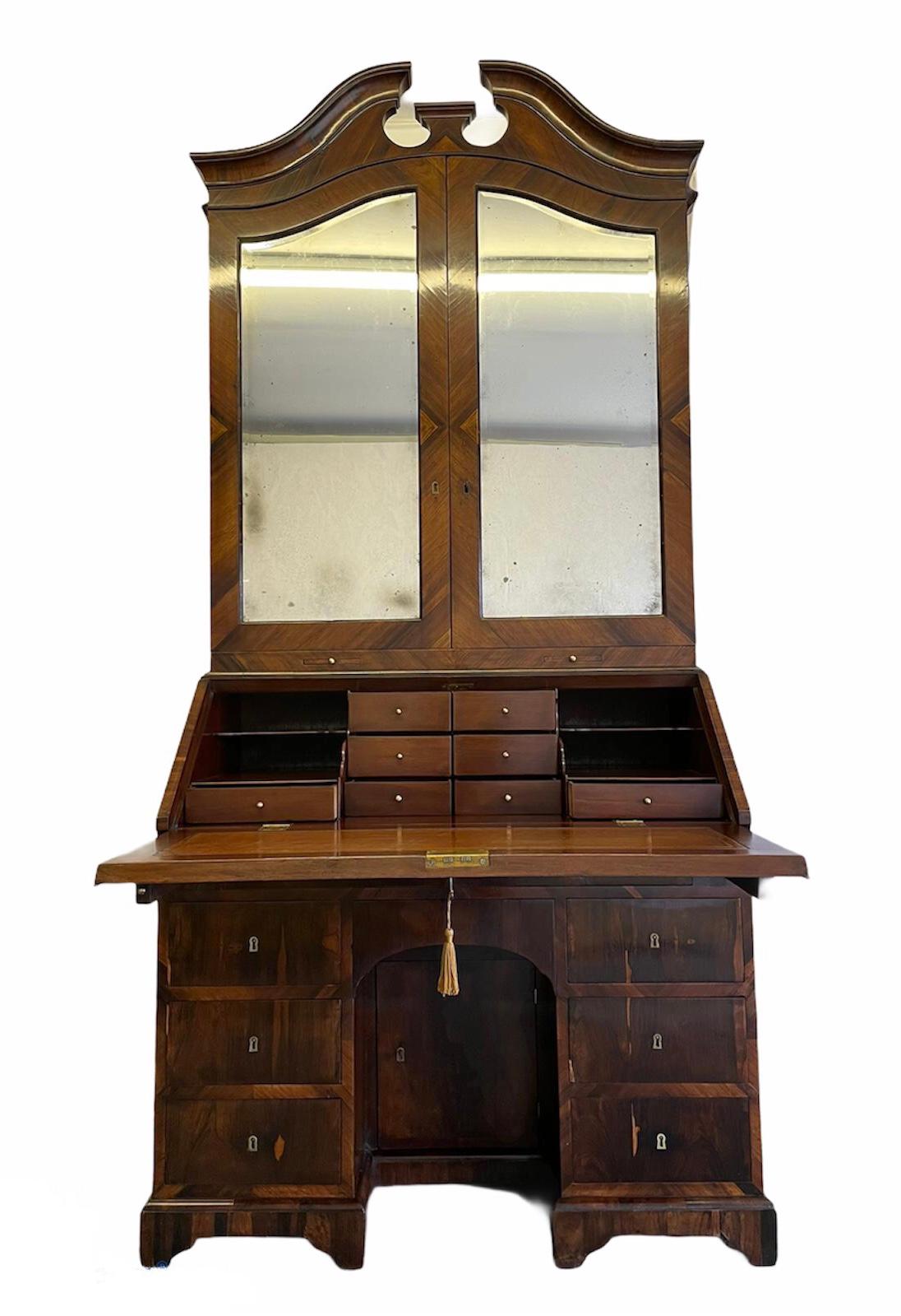 George III Fine Antique 18th Century Rosewood Bureau Bookcase For Sale