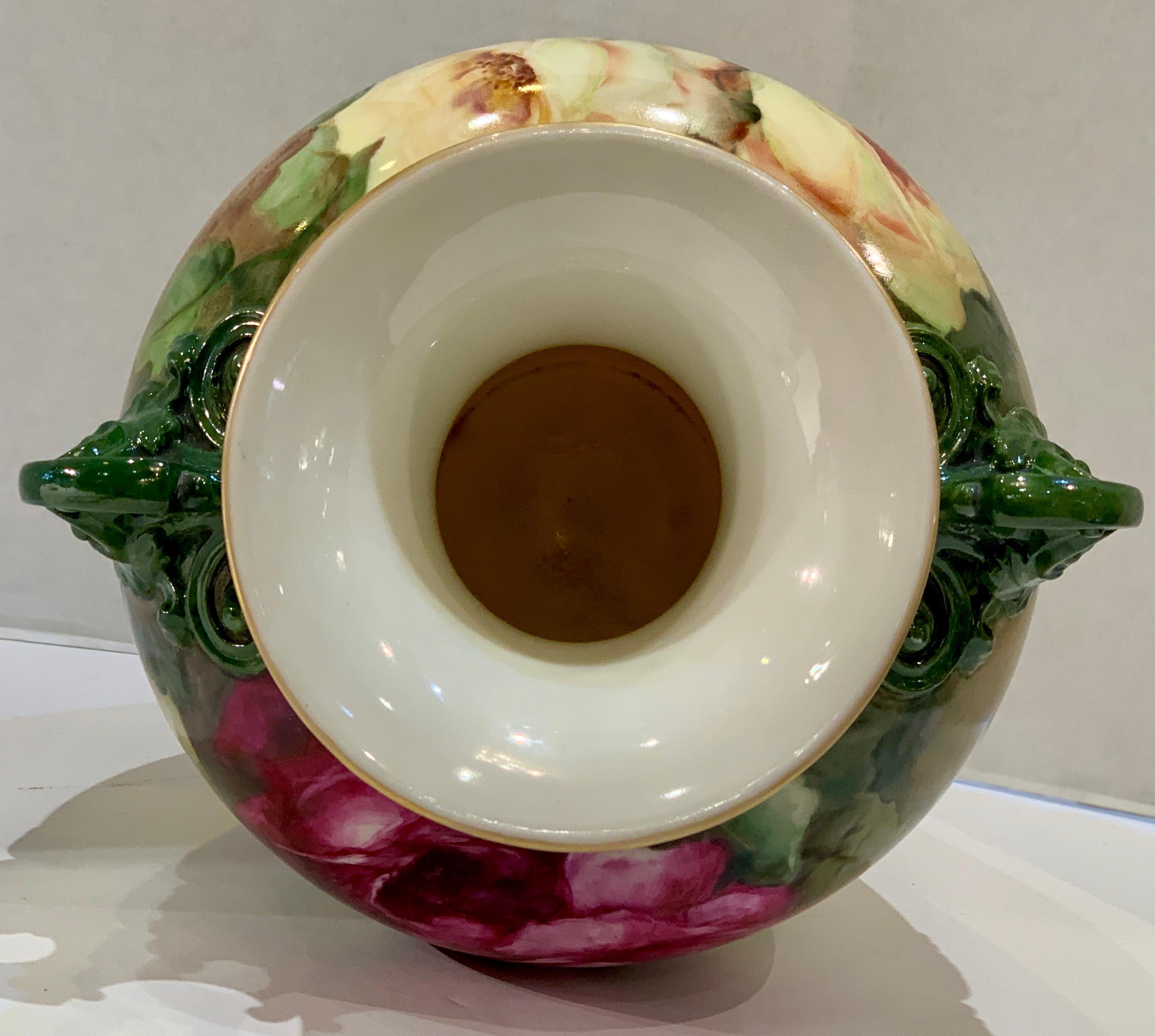 Early 20th Century Fine Antique 1908 Signed Lenox Belleek Hand Painted Vase with Cherub Handles