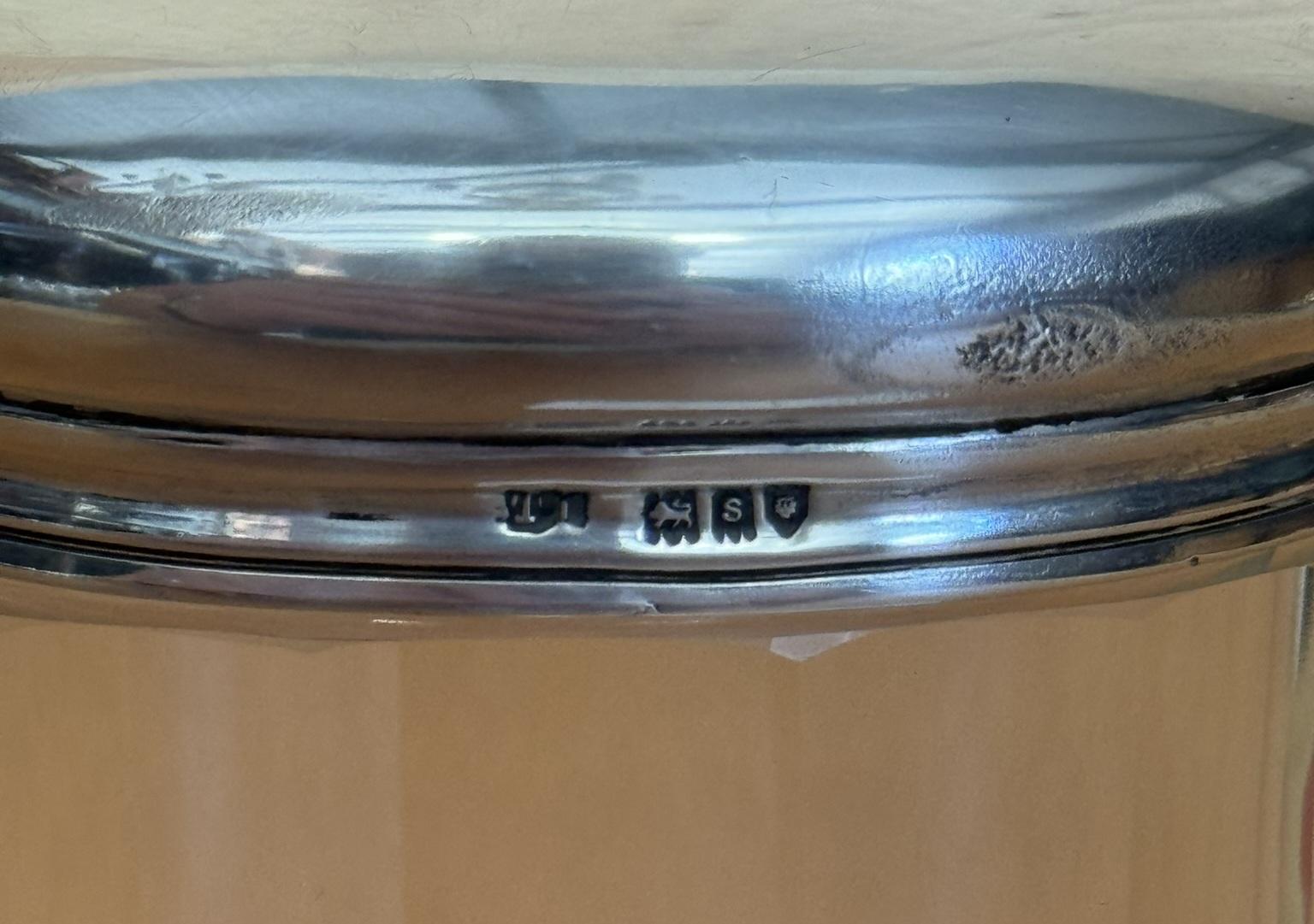 FINE ANTIQUE 1913 STERLING SILVER & GLASS CRYSTAL THOMAS INGLETON TRiNKET JAR For Sale 5