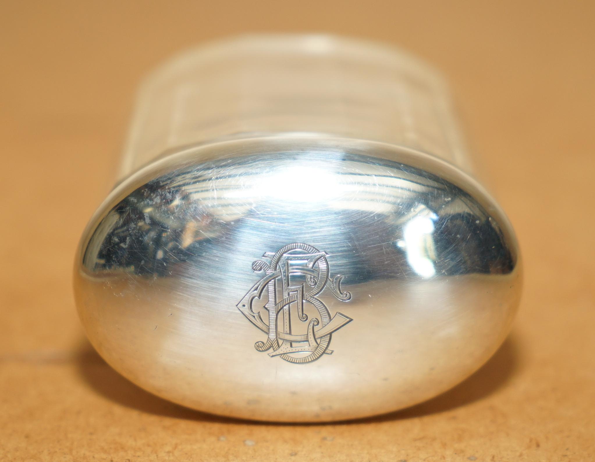 Sterling Silver FINE ANTIQUE 1913 STERLING SILVER & GLASS CRYSTAL THOMAS INGLETON TRiNKET JAR For Sale