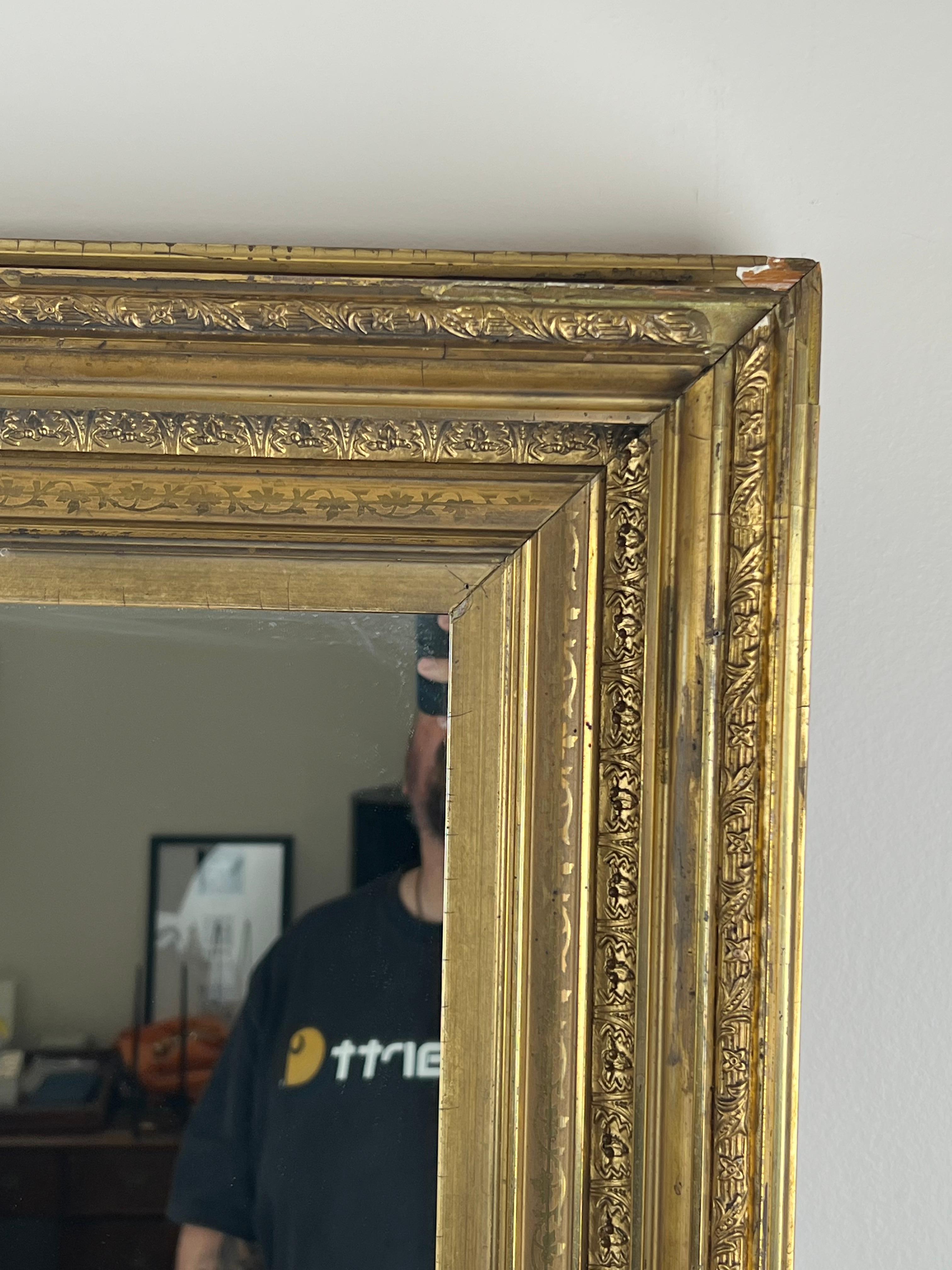 Antique Wood Wood Mirror du 19ème siècle 39 x 34 Bon état - En vente à Westfield, MA