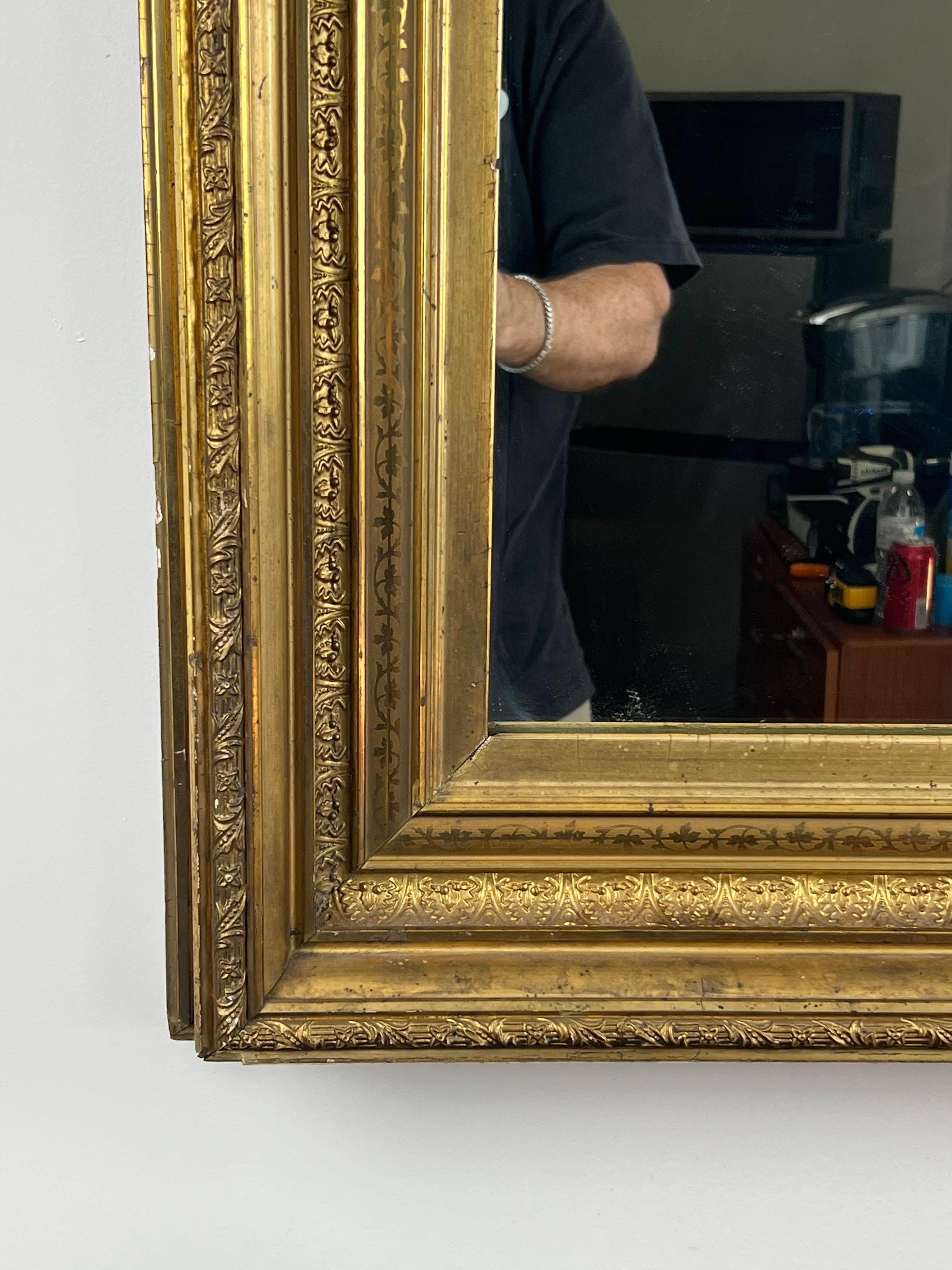 Antique Wood Wood Mirror du 19ème siècle 39 x 34 en vente 1