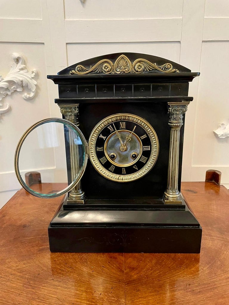 Fine Antique 19th Century Marble Mantel Clock For Sale at 1stDibs