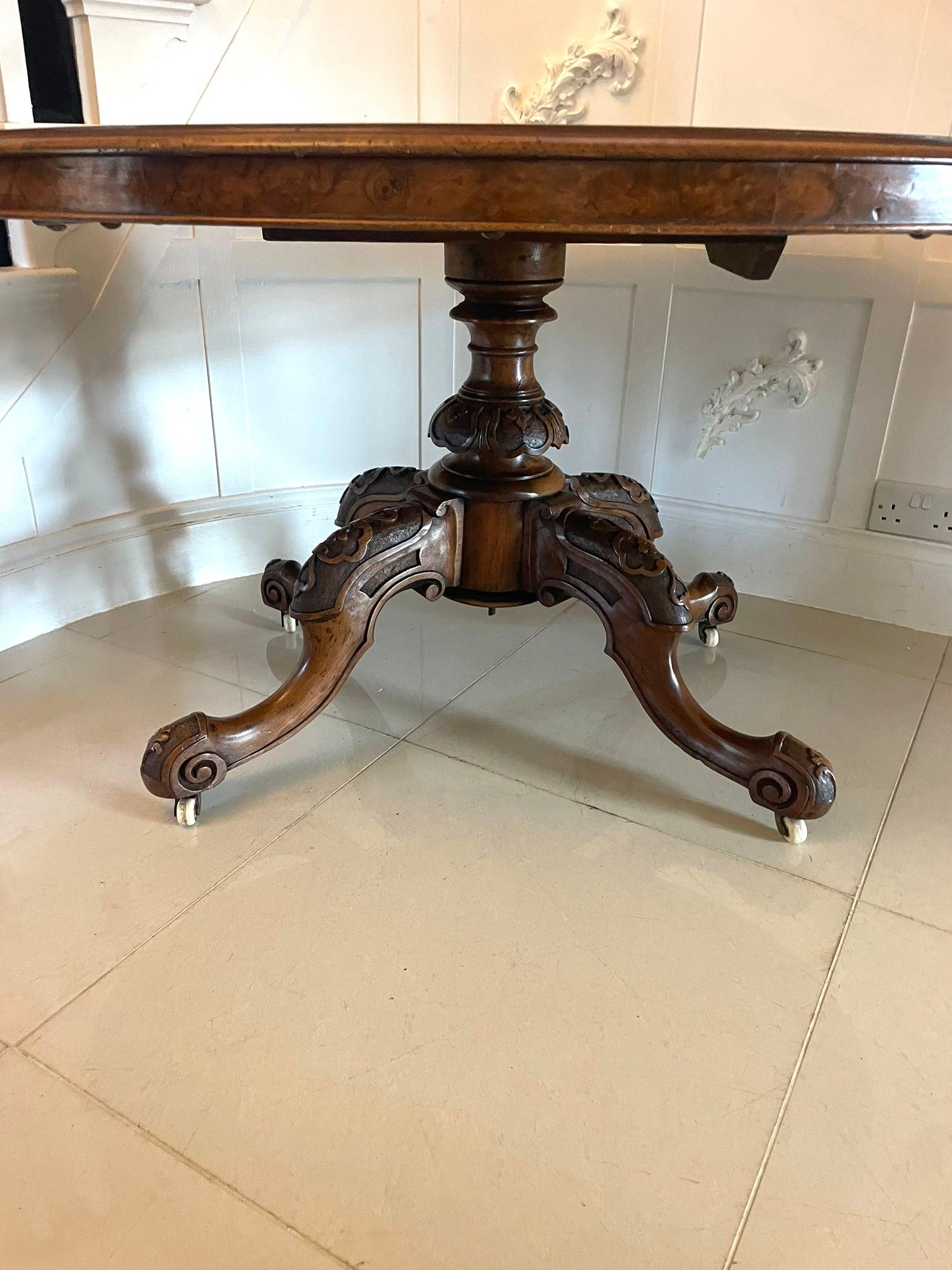 Fine Antique 19th Century Victorian Burr Walnut Oval Centre/Dining Table 8