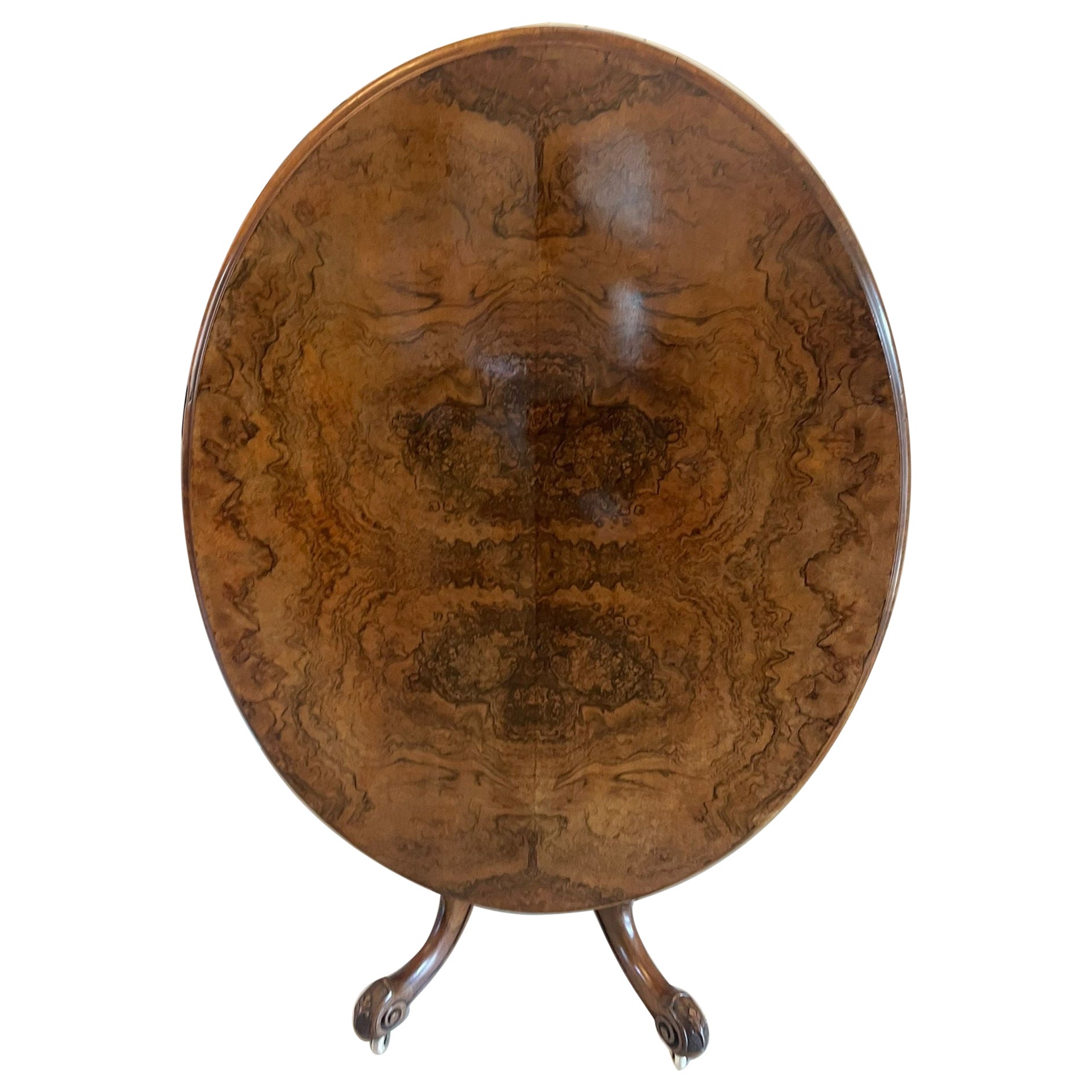 Fine Antique 19th Century Victorian Burr Walnut Oval Centre/Dining Table