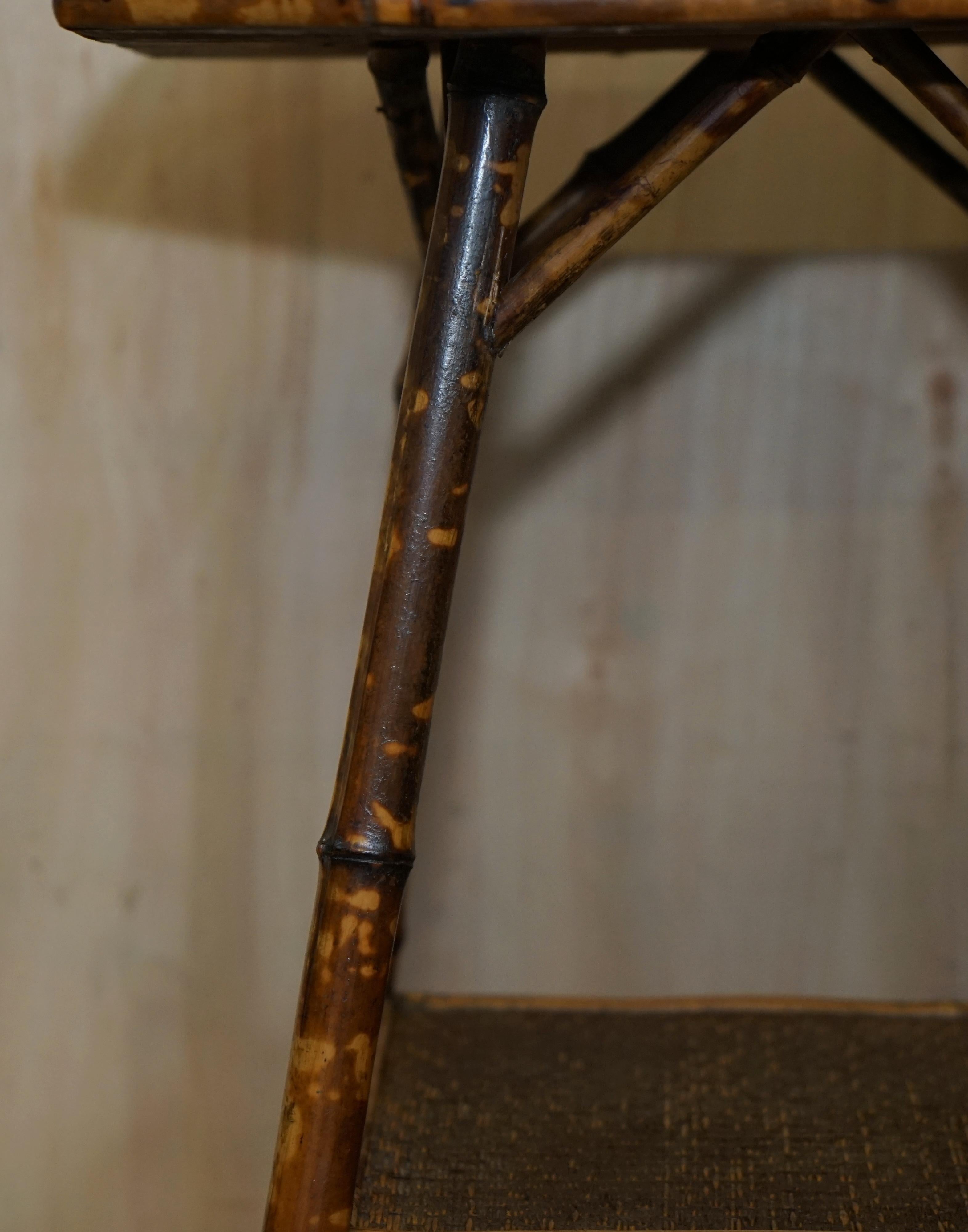 Fine Antique 19th Century Victorian Tiger Bamboo Side End Lamp Occasional Table 2