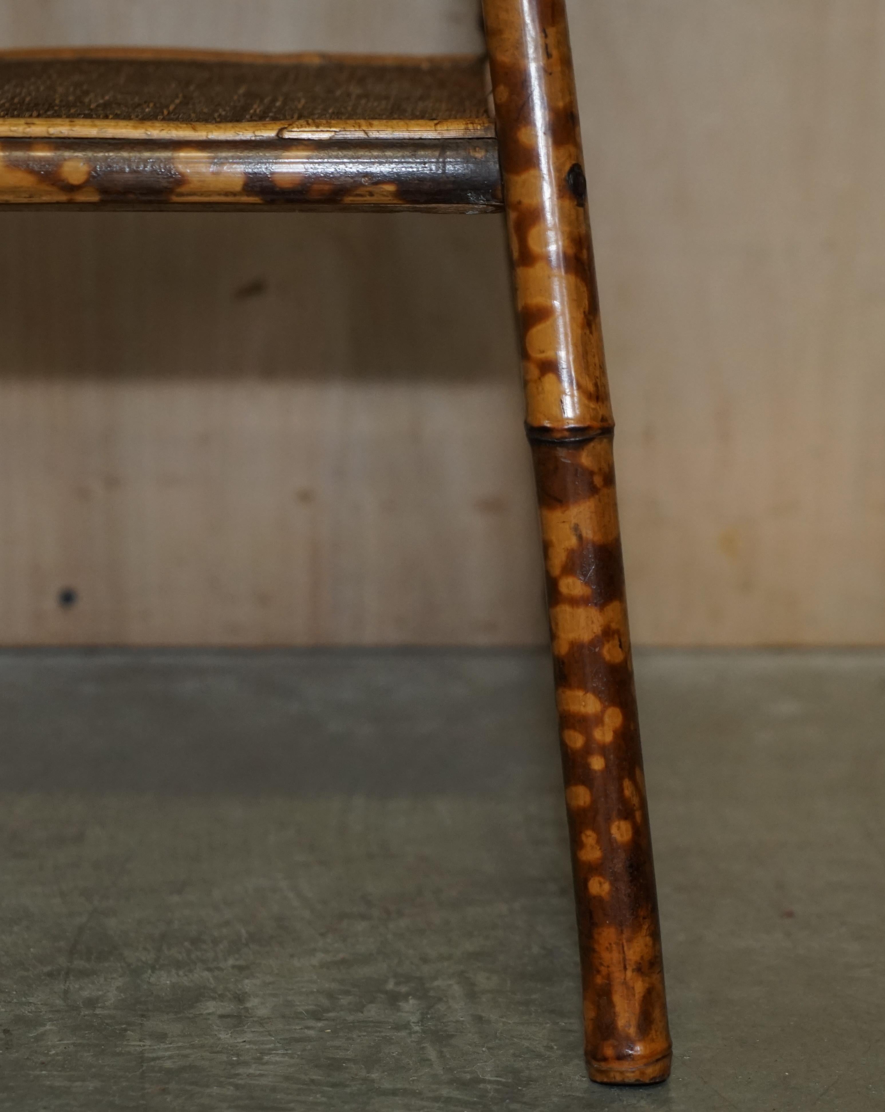 Fine Antique 19th Century Victorian Tiger Bamboo Side End Lamp Occasional Table 5