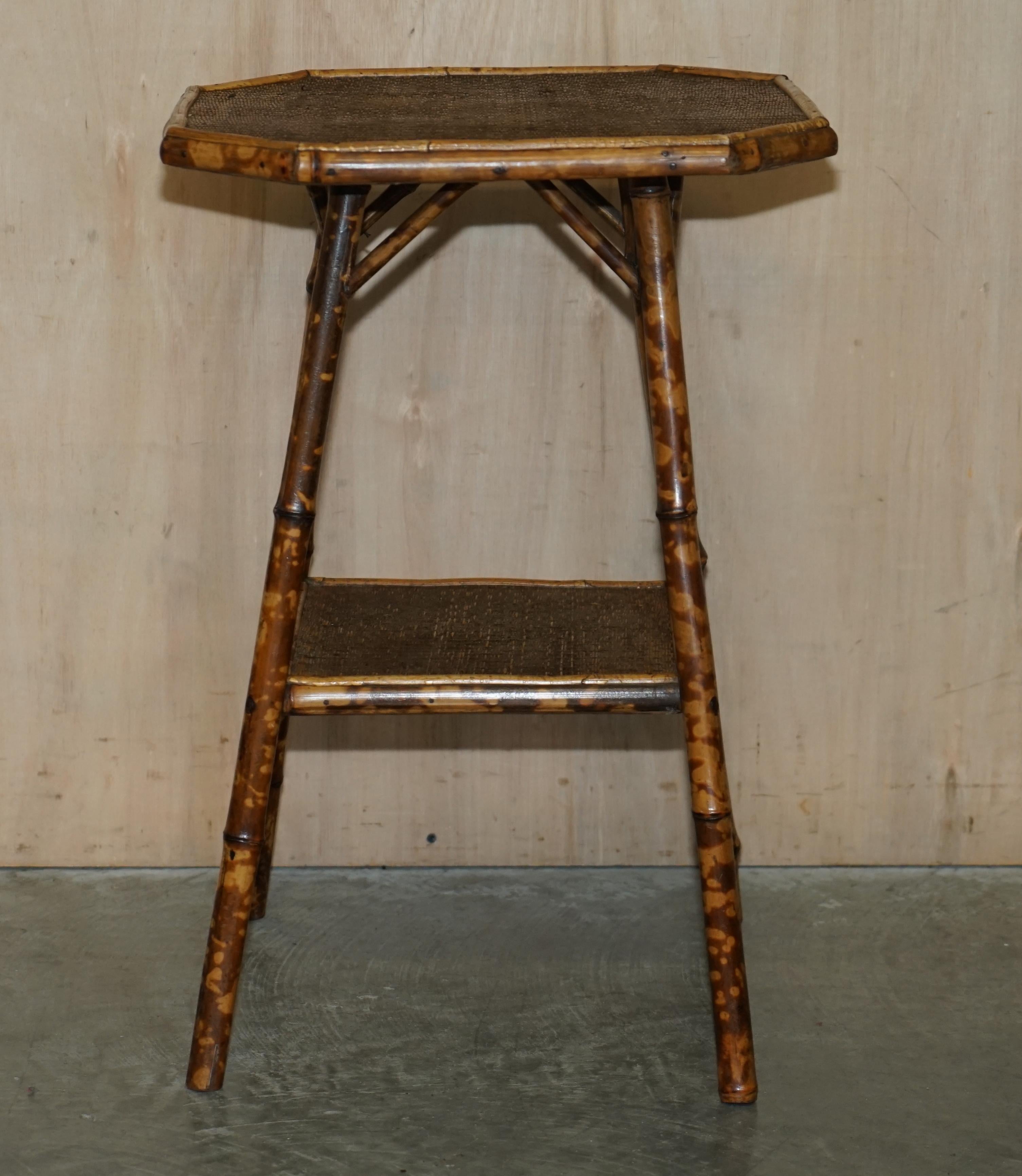 High Victorian Fine Antique 19th Century Victorian Tiger Bamboo Side End Lamp Occasional Table