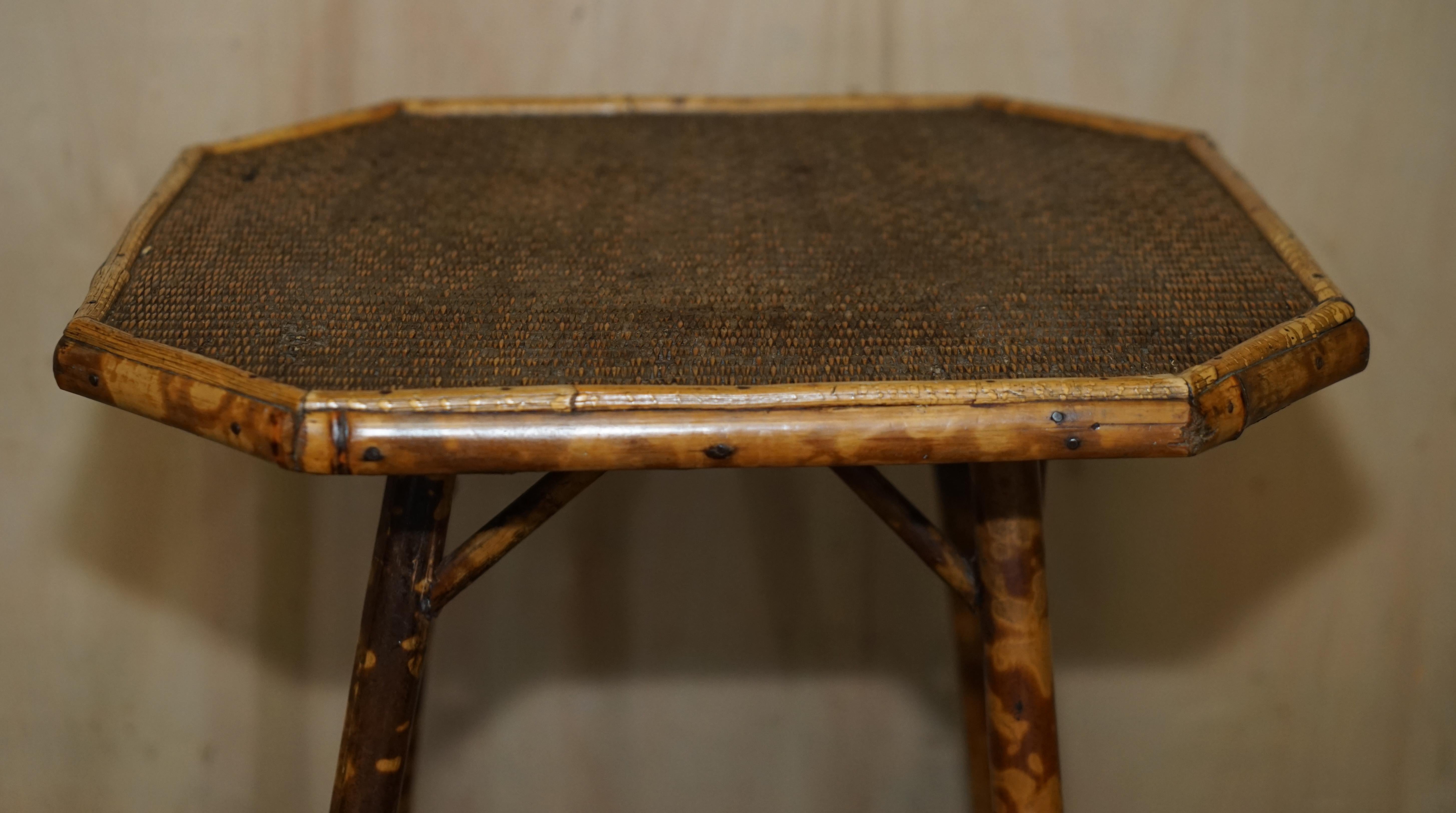 Fait main Fine Antique 19th Century Victorian Tiger Bamboo Side End Lamp Occasional Table