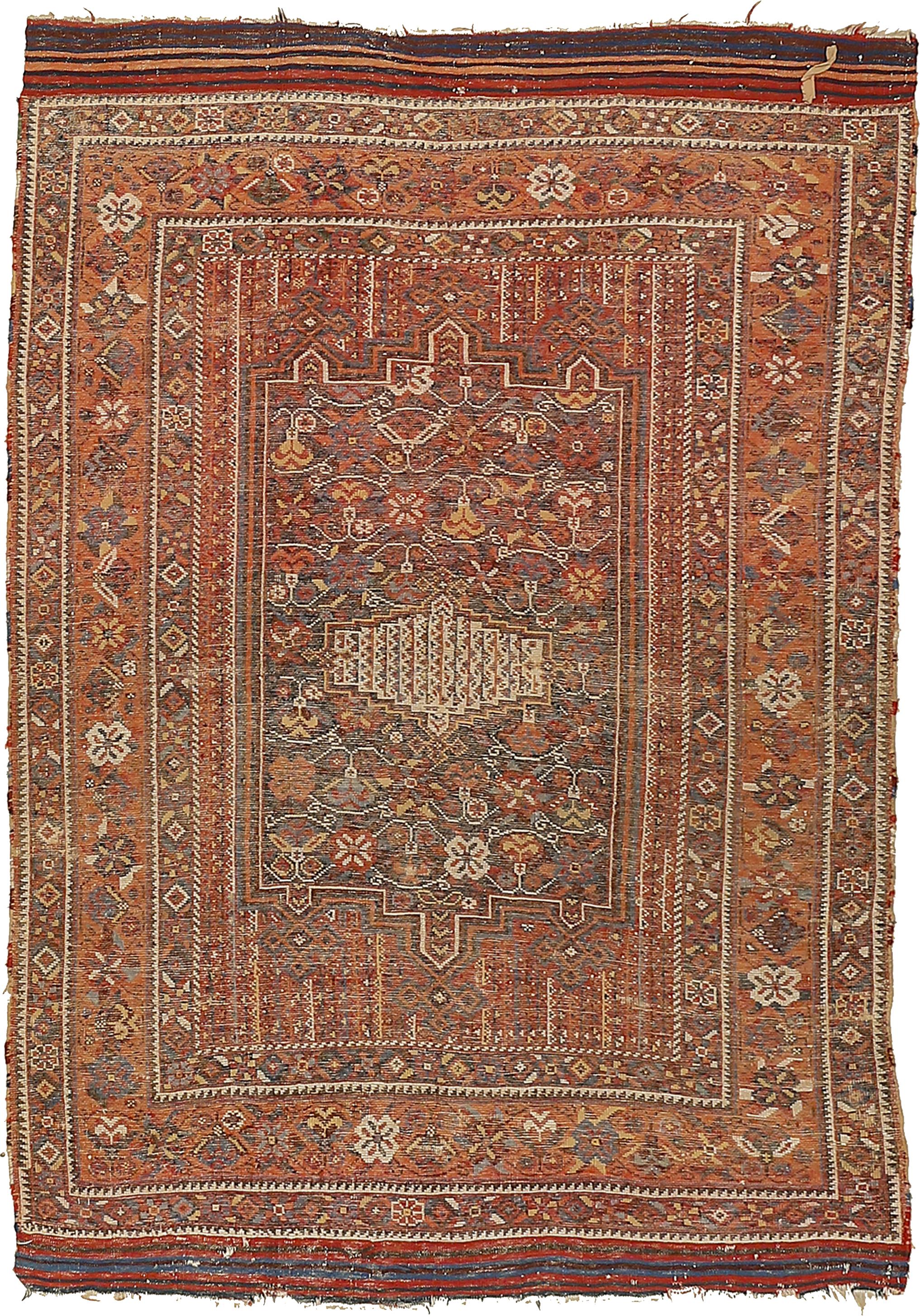 A very finally knotted Afshar tribal rug, distinguished by an indigo blue background layered over a richly coloured reserve consisting of polychrome stripes. The vivid palette of natural dyes is highlighted by the use of a very high quality, silky
