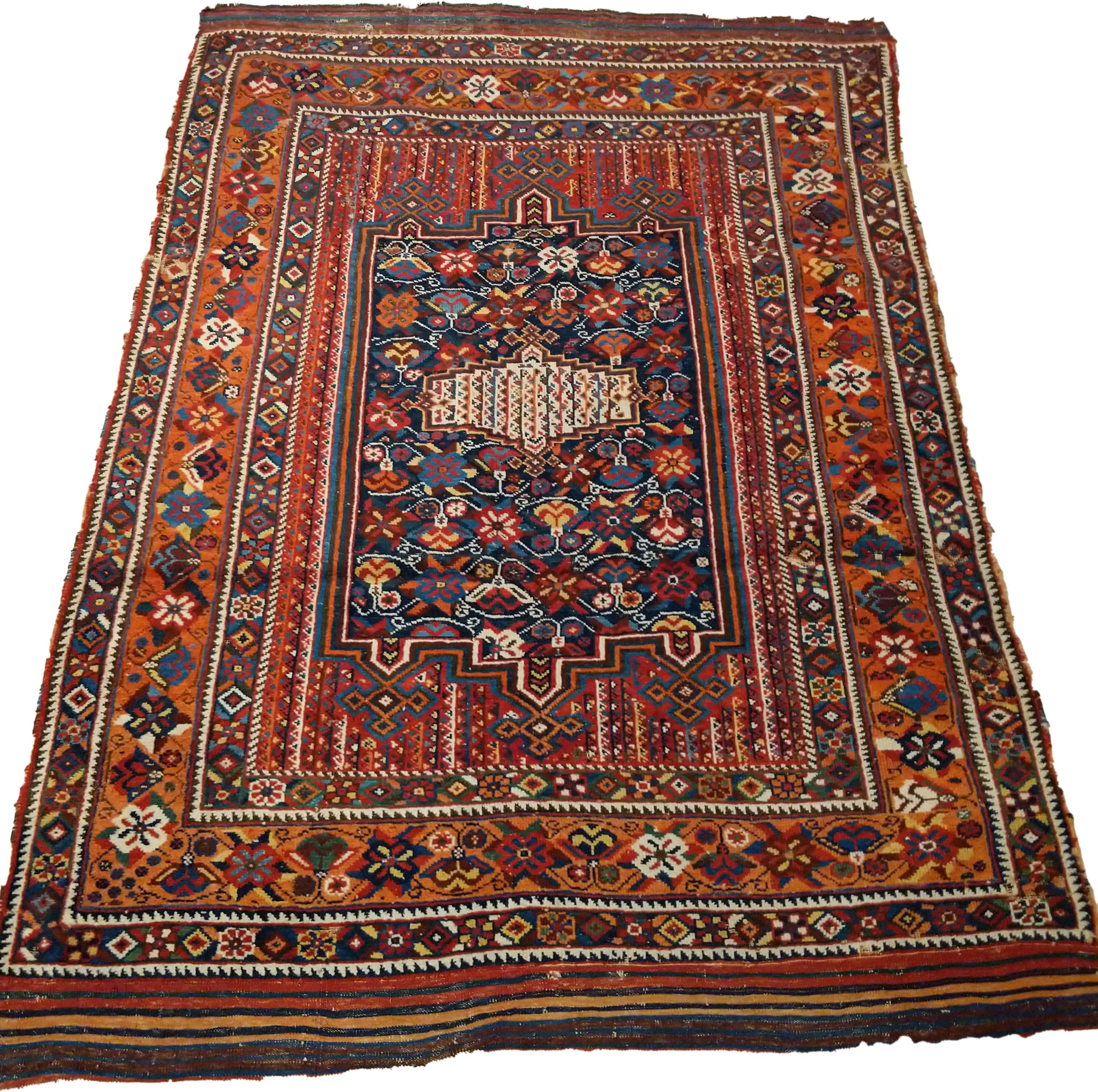 Hand-Knotted Fine Antique Afshar Rug with Lively Palette For Sale
