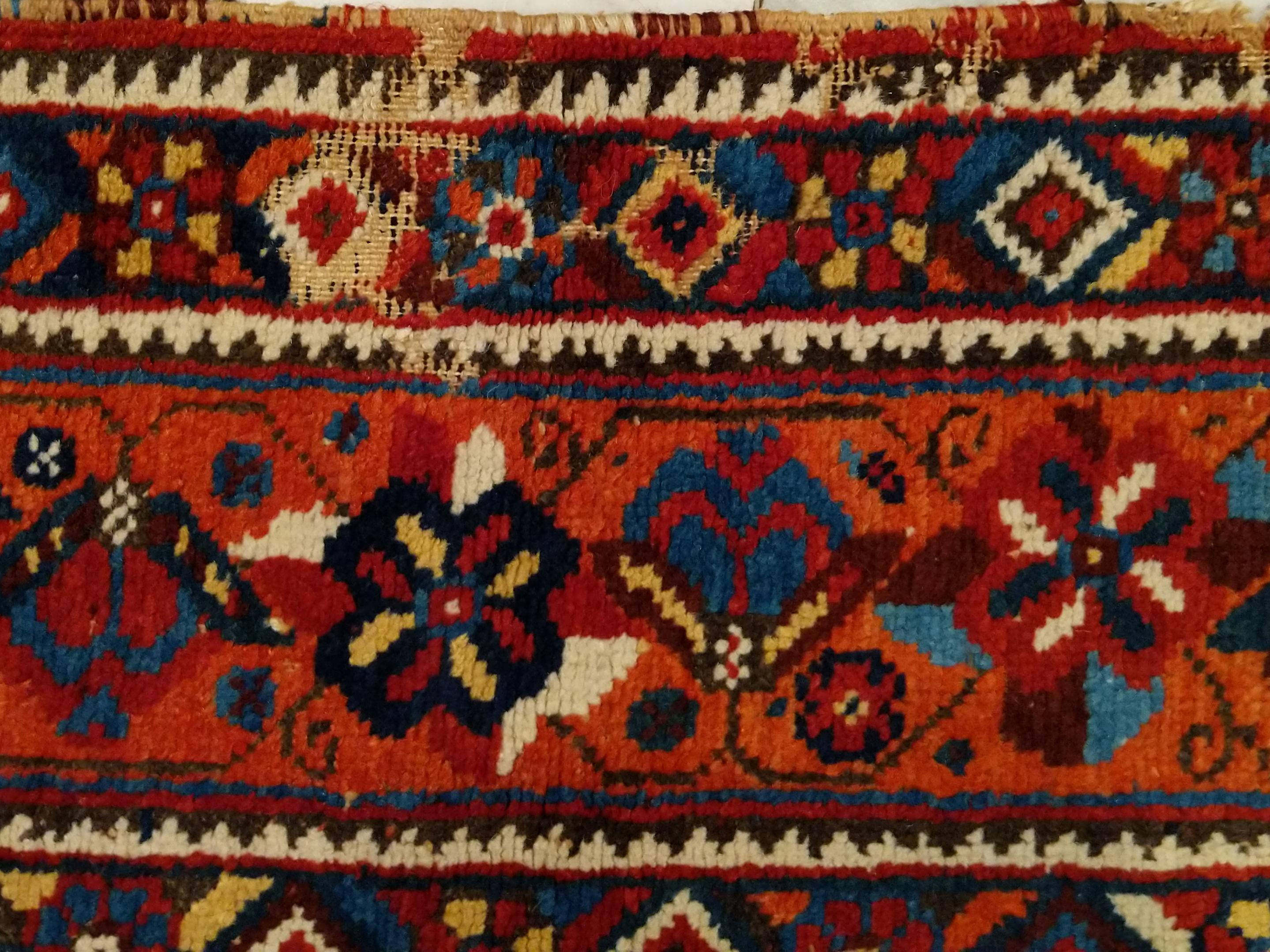 Wool Fine Antique Afshar Rug with Lively Palette For Sale