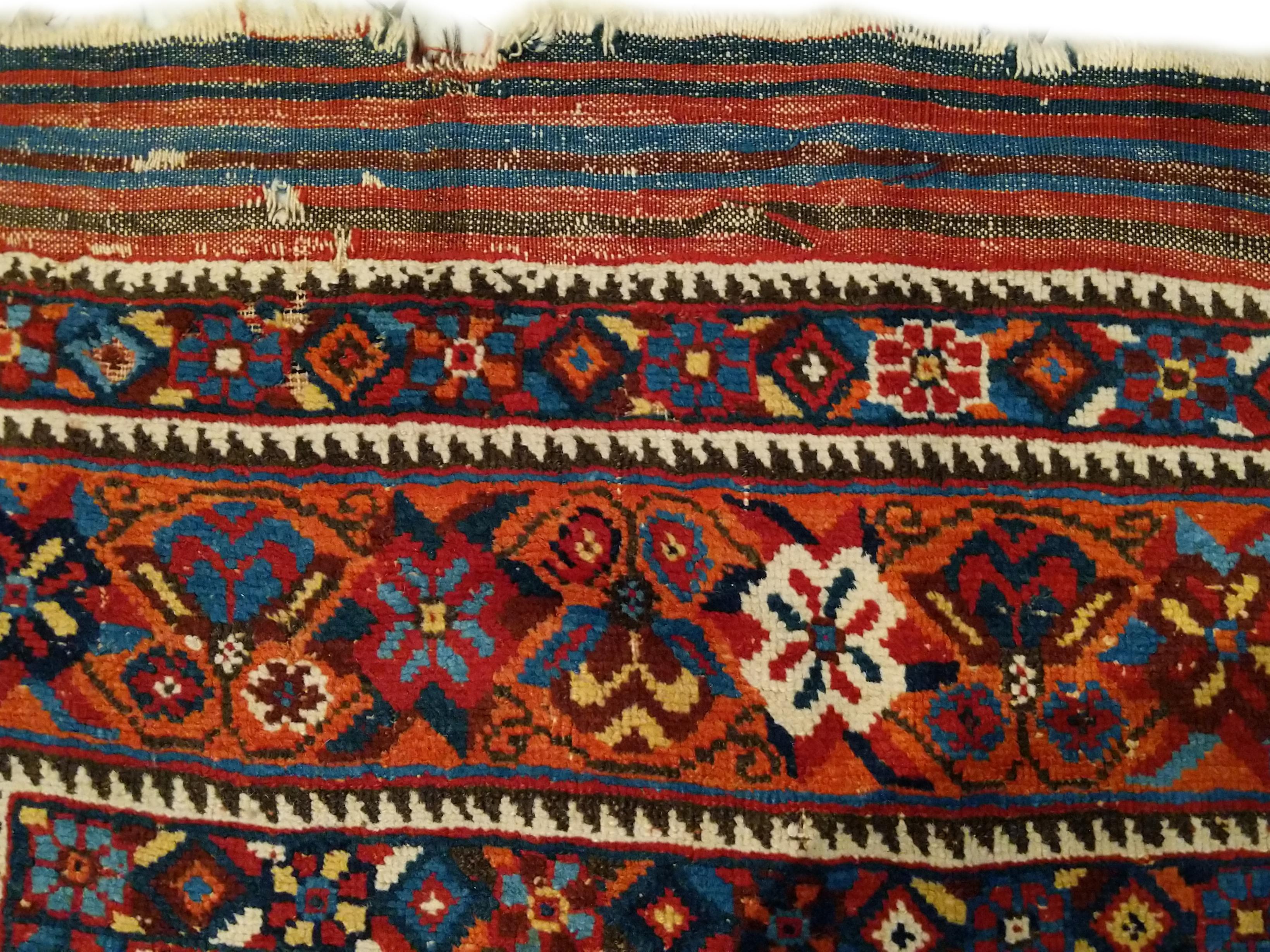 Fine Antique Afshar Rug with Lively Palette For Sale 1