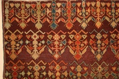 Fine Antique Agra Rug with All-Over Shrub Pattern on a Maroon Background