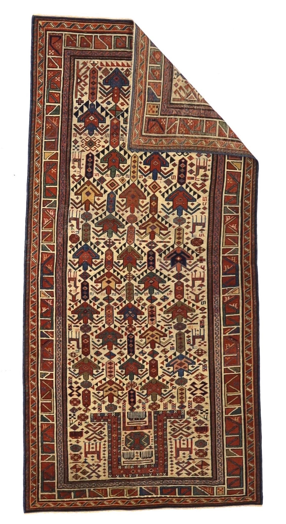 Feiner antiker Akstafa-Teppich 2'8