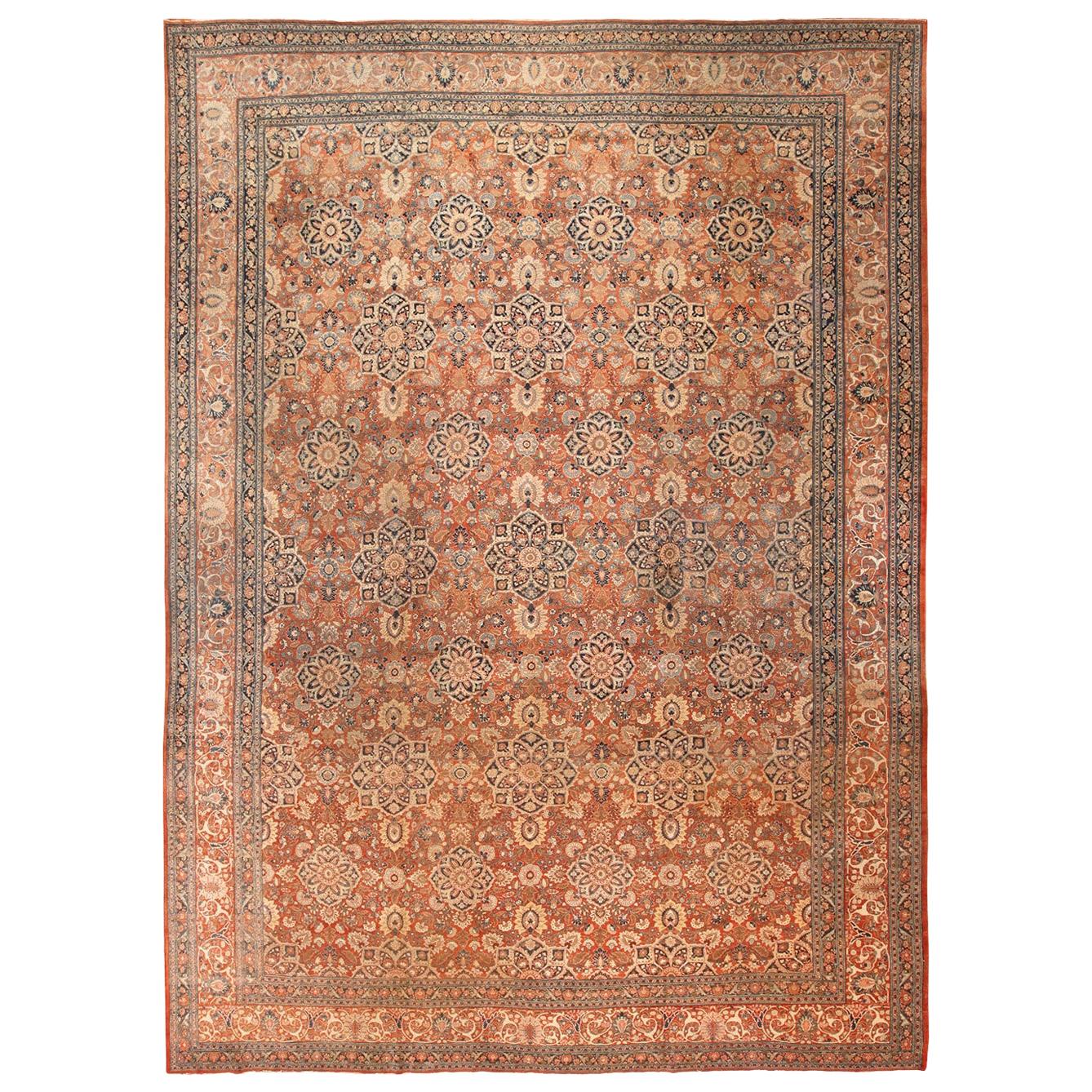 Antiker persischer Täbris-Teppich im All-Over-Design. 12 ft 6 in x 17 ft 10 in 