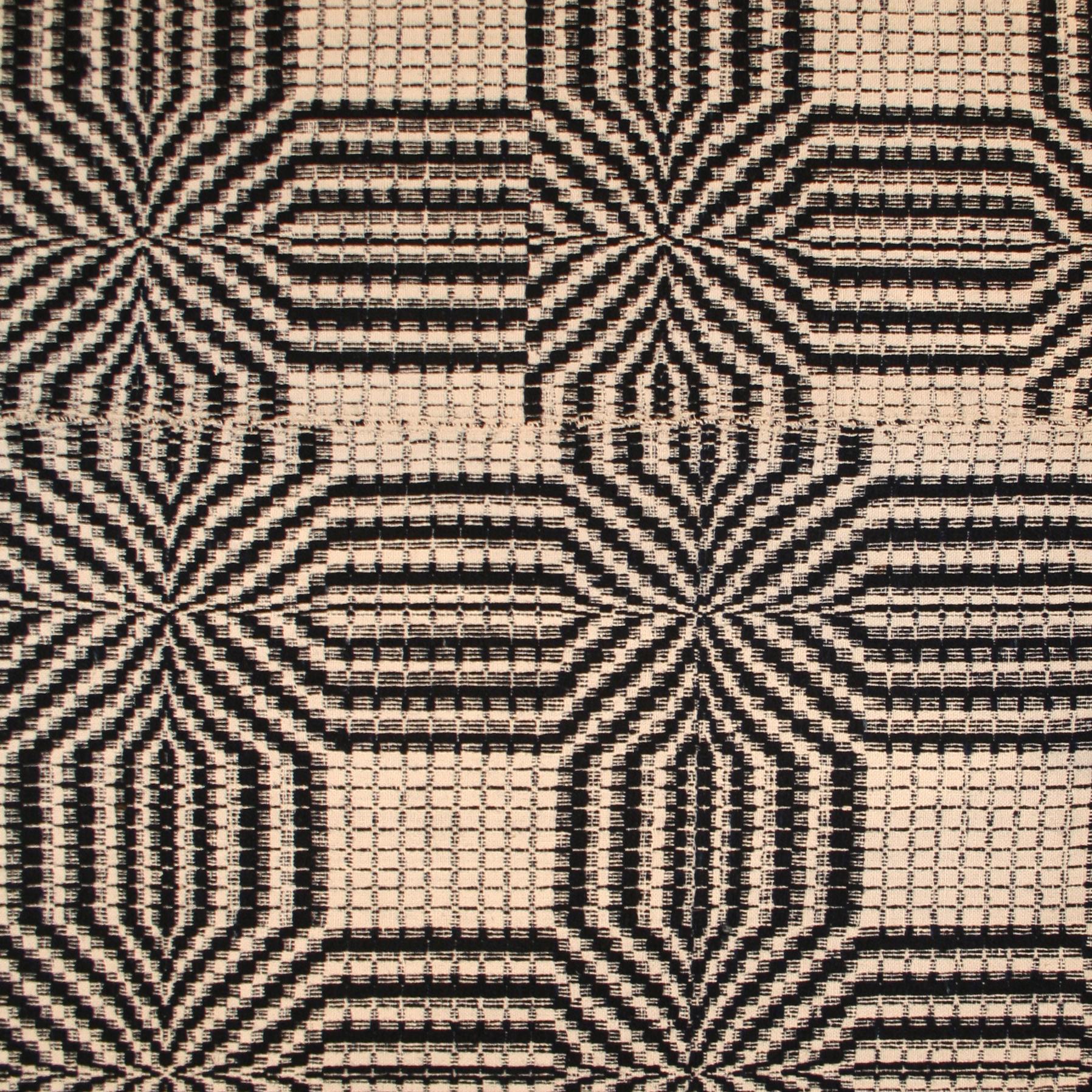 American Craftsman Fine Antique American Coverlet Rug with Geometric Pattern in Ivory and Black