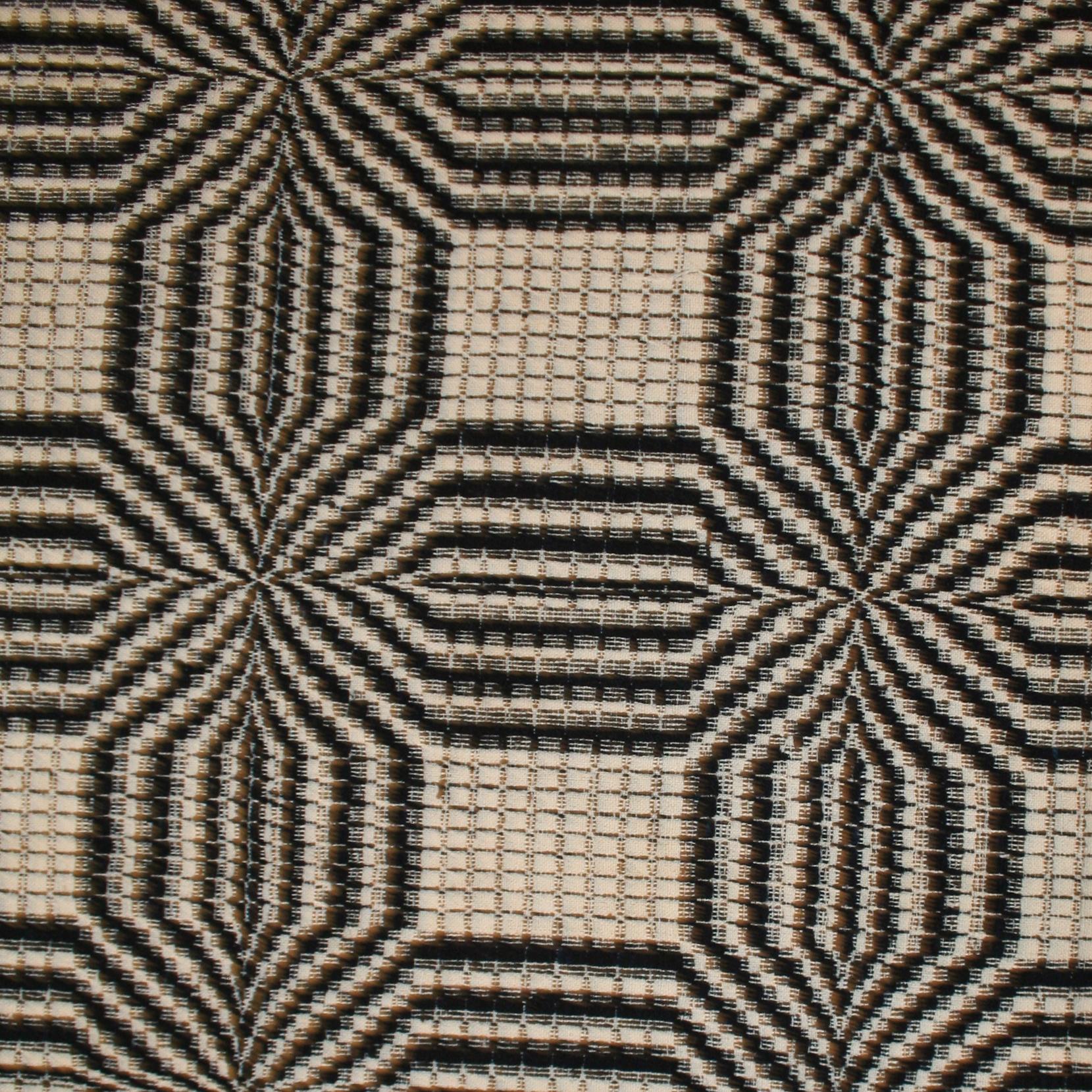 Hand-Woven Fine Antique American Coverlet Rug with Geometric Pattern in Ivory and Black