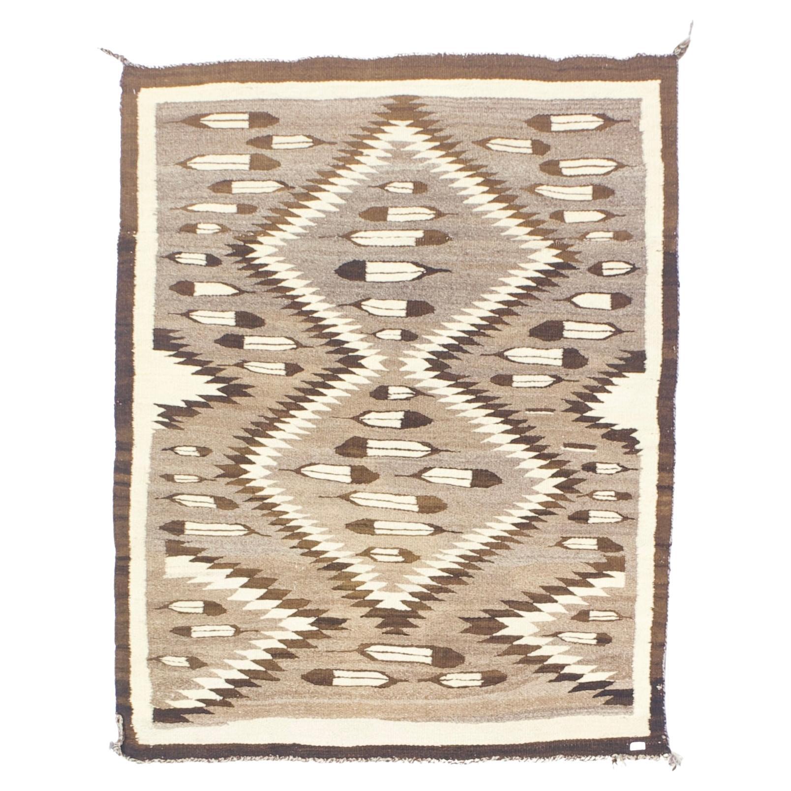 Fina alfombra antigua de indios navajos americanos 3'5" x 4'3