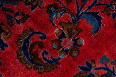 Fine Antique "American Sarouk" Rug, Red Velvety Field, Navy Borders