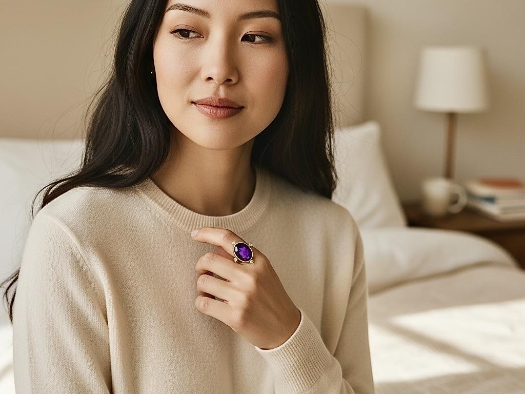 Belle intaille d'améthyste ancienne, C.I.C. 1875, montée sur une bague à diamants contemporaine Unisexe en vente