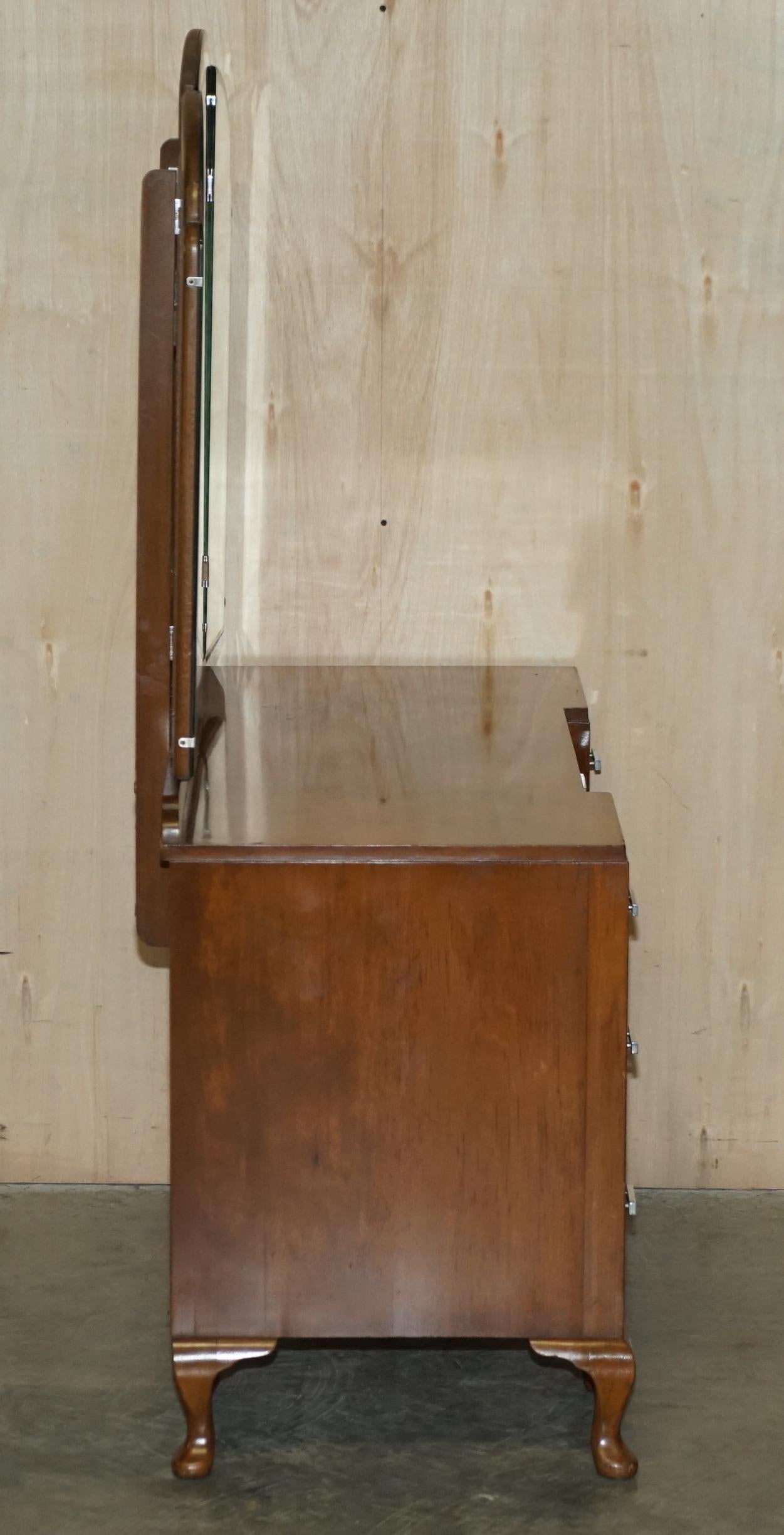 Fine Antique Art Deco Waring & Gillow Burr Walnut Dressing Table with Mirrors 11