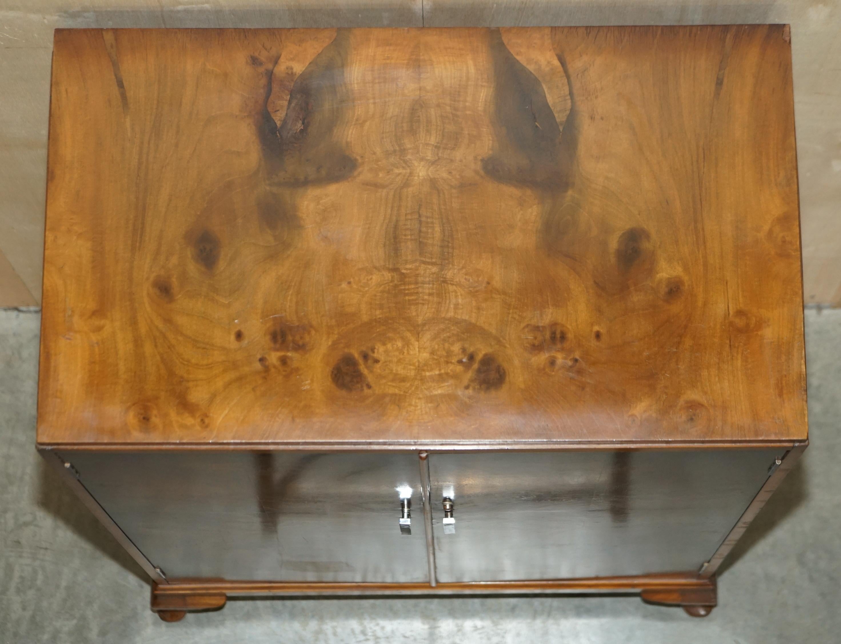 FINE ANTiQUE ART DECO WARING & GILLOW BURR WALNUT HOUSEKEEPERS LINEN CUPBOARD im Angebot 2
