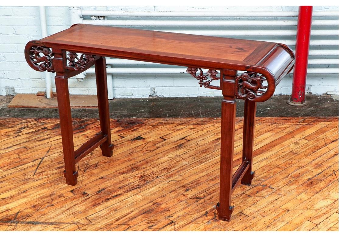 Chinese Export Fine Antique Asian Carved Rosewood Scholar’s Table