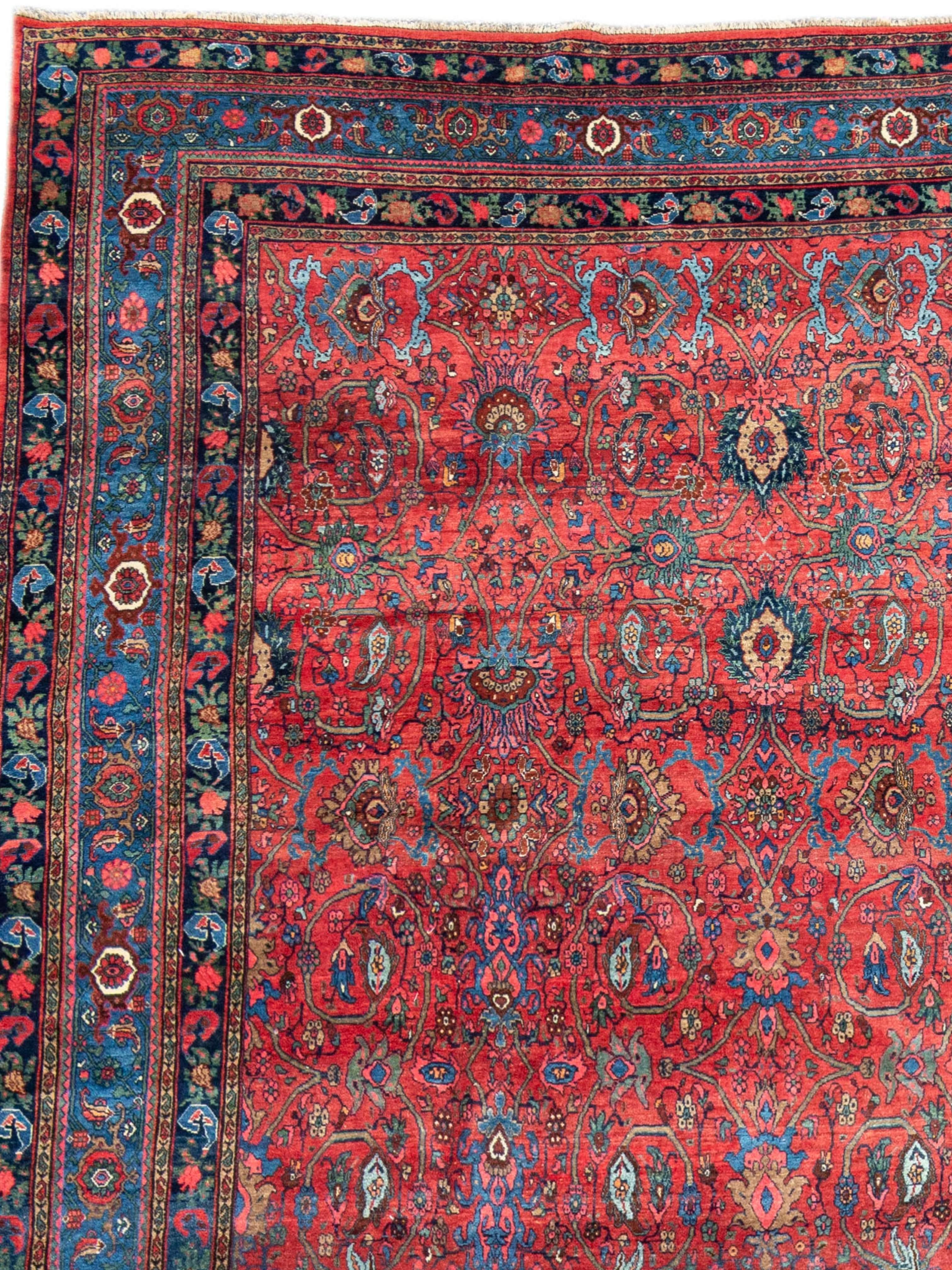 Annodato a mano Tappeto Bidjar antico di Persia, formato oversize, 1900 ca. in vendita