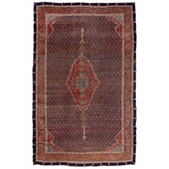 Fine Antique Bidjar Carpet with Incredible Colors and Details, Unusual Border