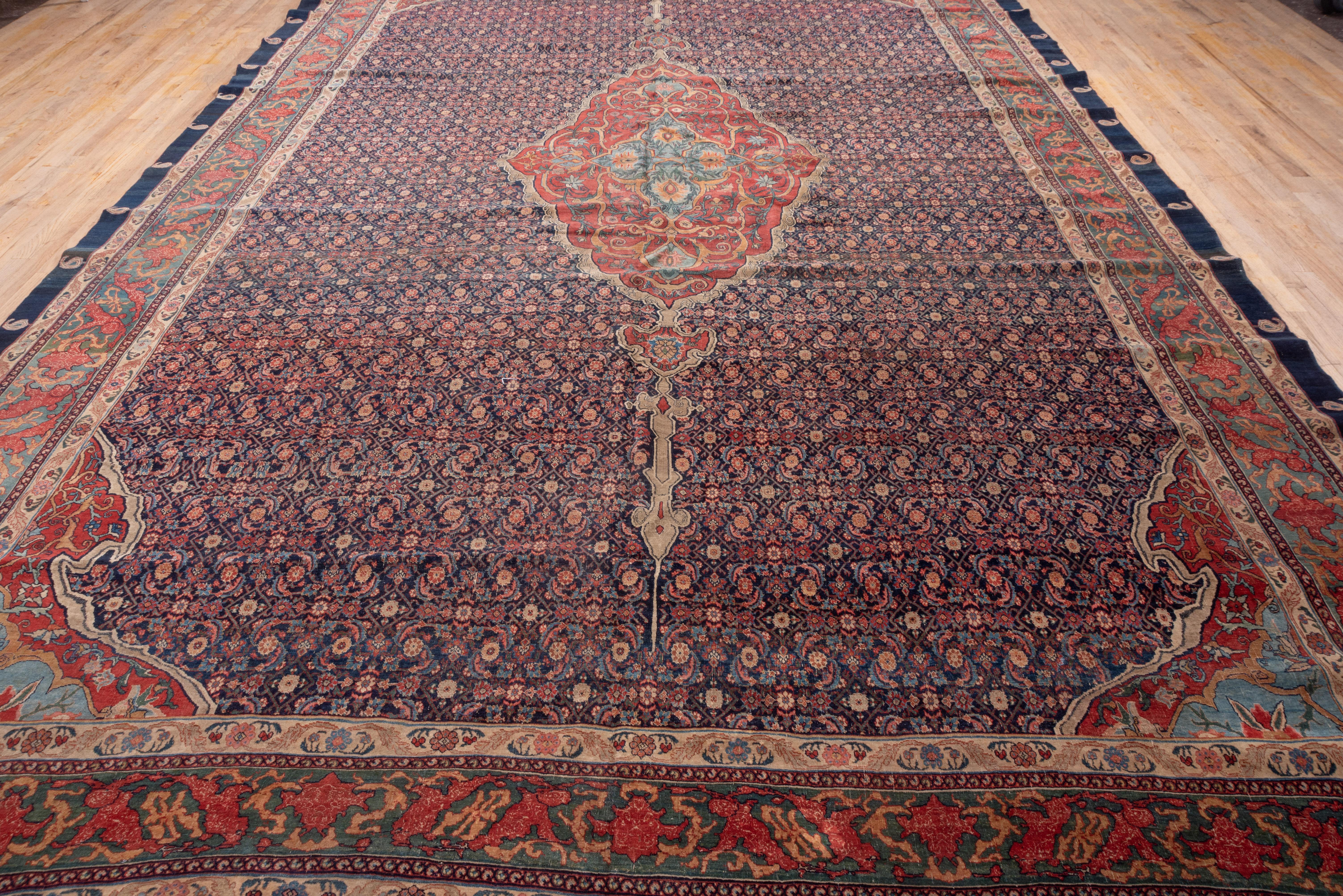 Hand-Knotted Fine Antique Bidjar Carpet with Incredible Colors and Details, Unusual Border For Sale