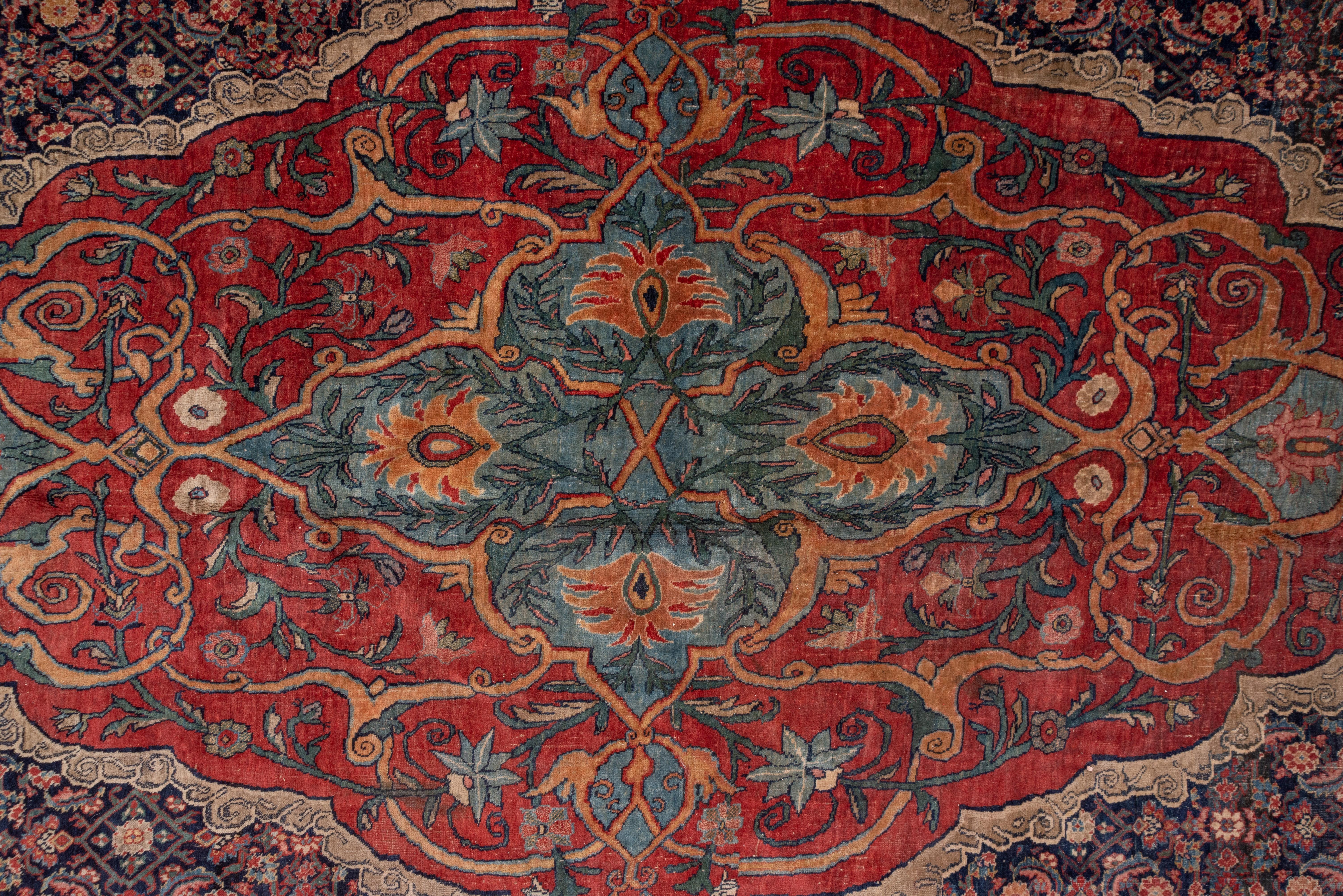 Fine Antique Bidjar Carpet with Incredible Colors and Details, Unusual Border In Good Condition For Sale In New York, NY