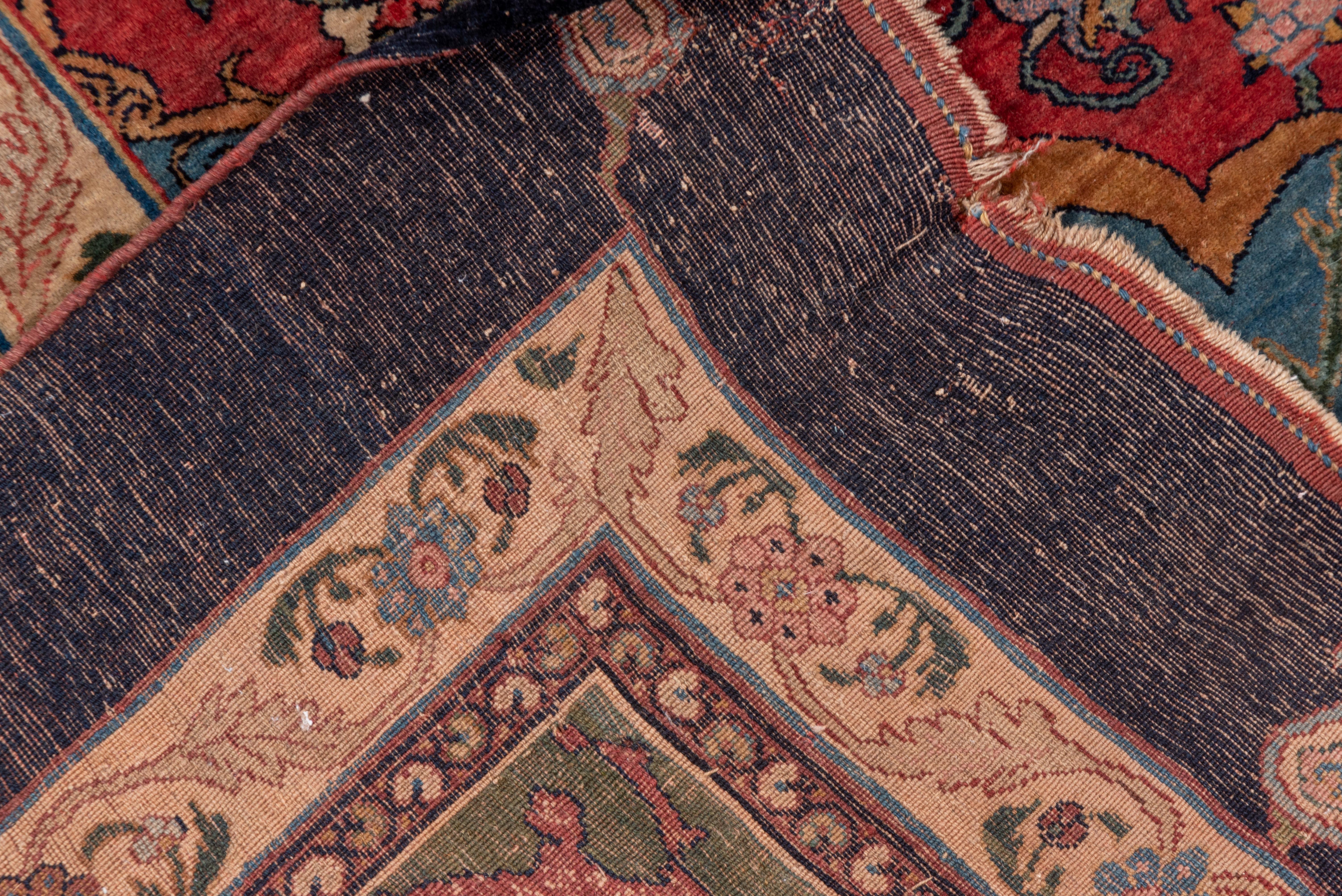 Wool Fine Antique Bidjar Carpet with Incredible Colors and Details, Unusual Border For Sale