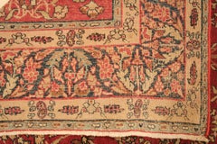 Alfombra antigua de Kashan con fondo azul