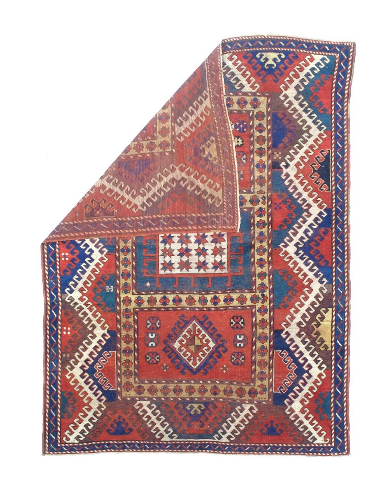 Fine Antique Borchelou Kazak Rug 5'6