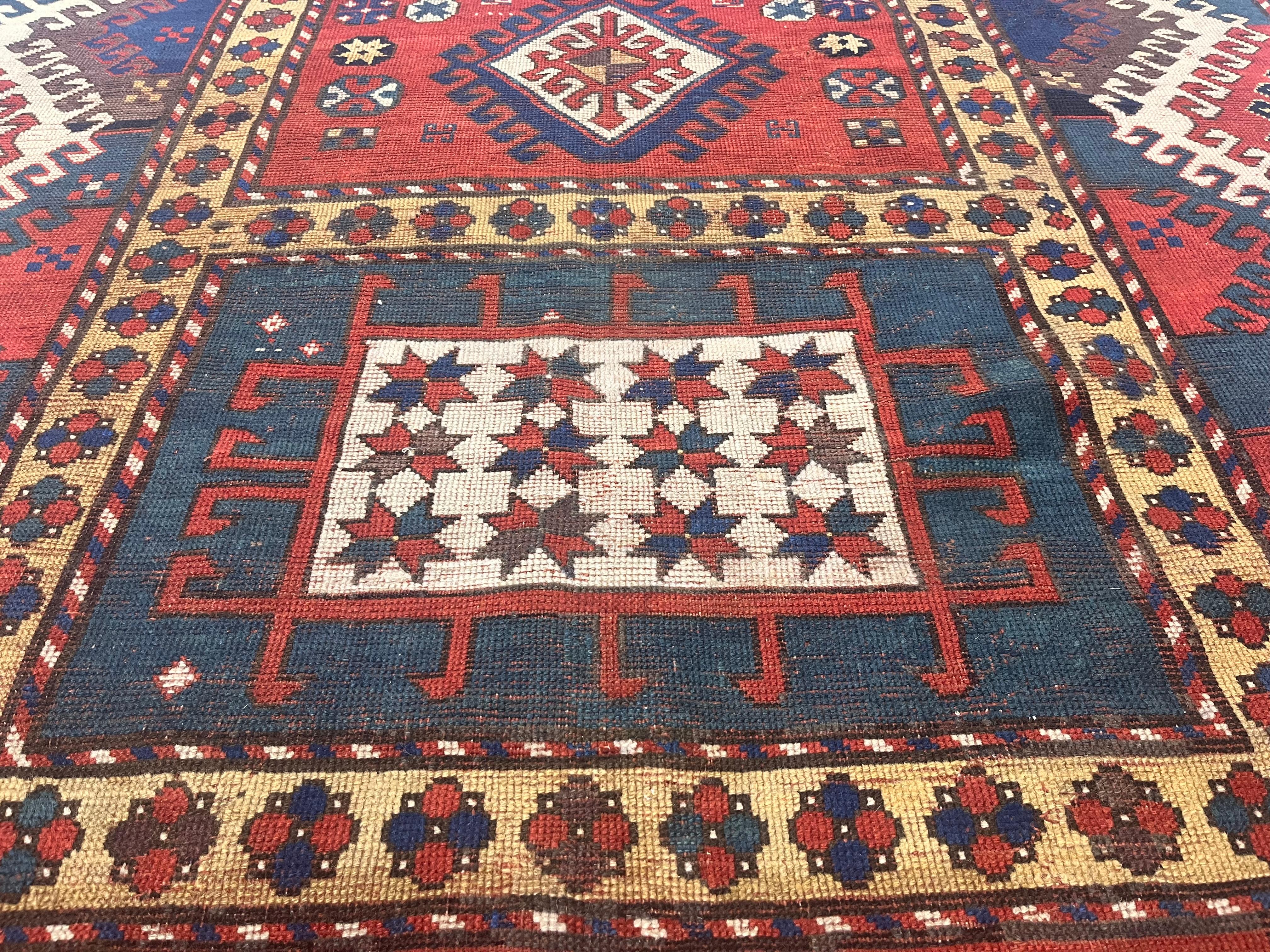 19th Century Fine Antique Borchelou Kazak Rug 5'6