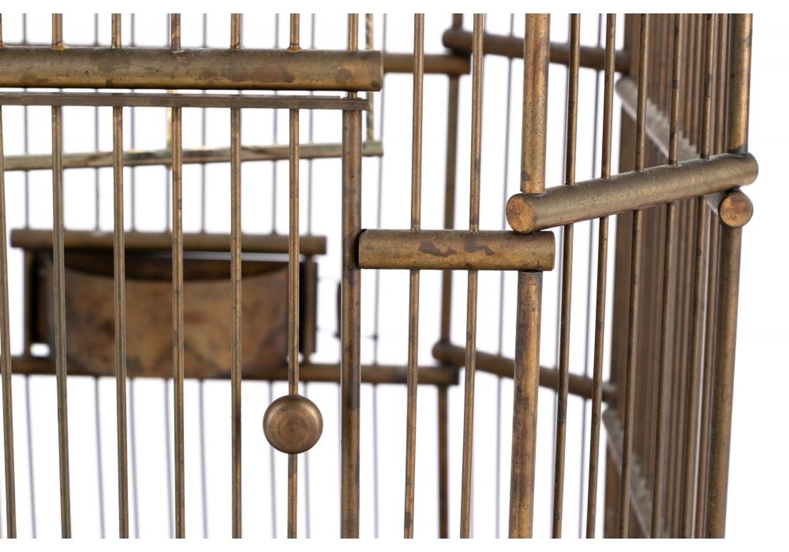 Fine Antique Brass Bird Cage In Good Condition In Bridgeport, CT