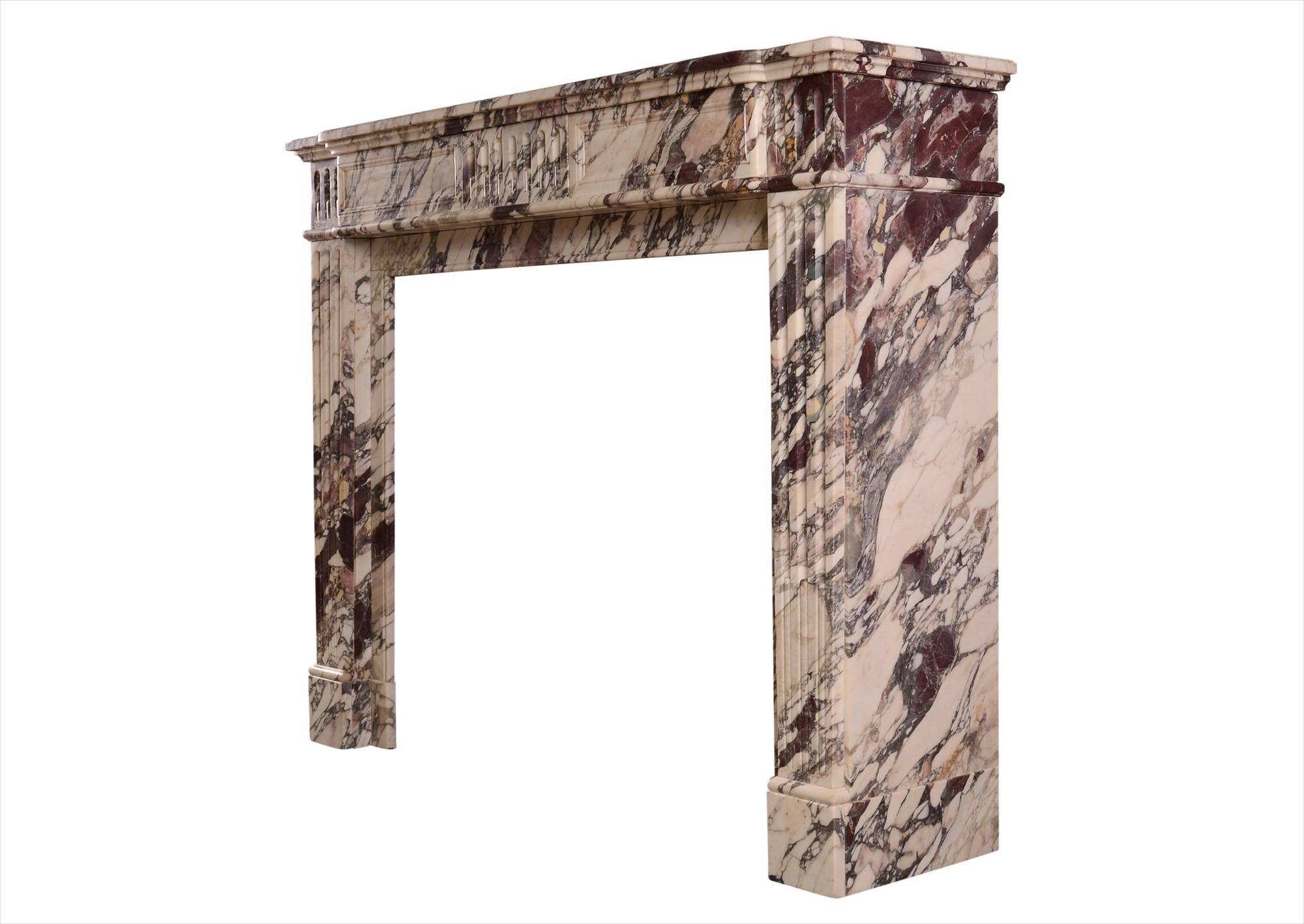 Fine Antique Breche Violette Marble Fireplace In Good Condition In London, GB