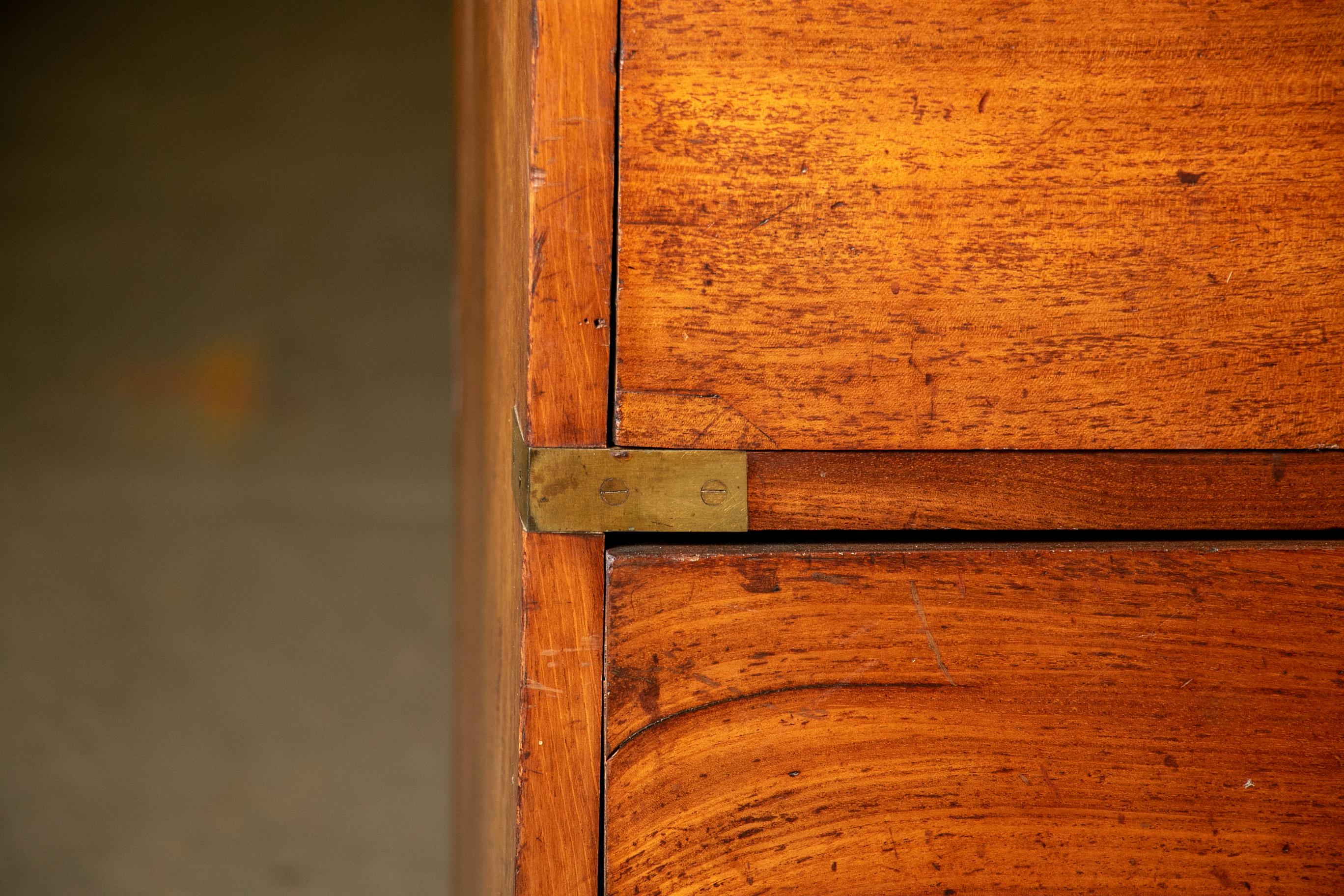 Fine Antique British Mahogany Campaign Style Server Chest For Sale 6