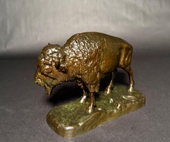 Fine Antique Bronze Bison Statue – Early 1900s American Buffalo Wildlife Art