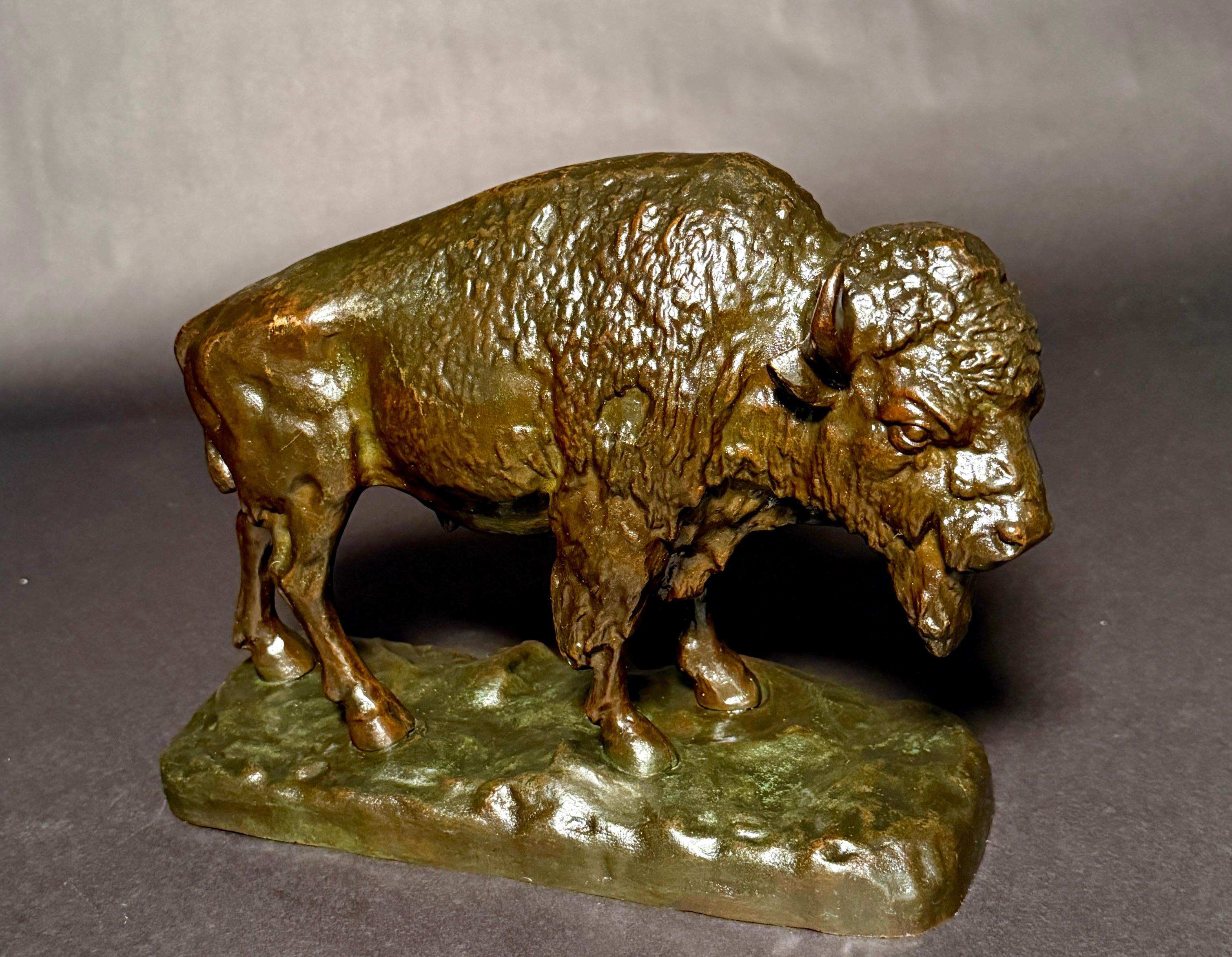Bronze Statue de bison en bronze antique - début 1900 Art de la faune et de la flore du bison américain en vente