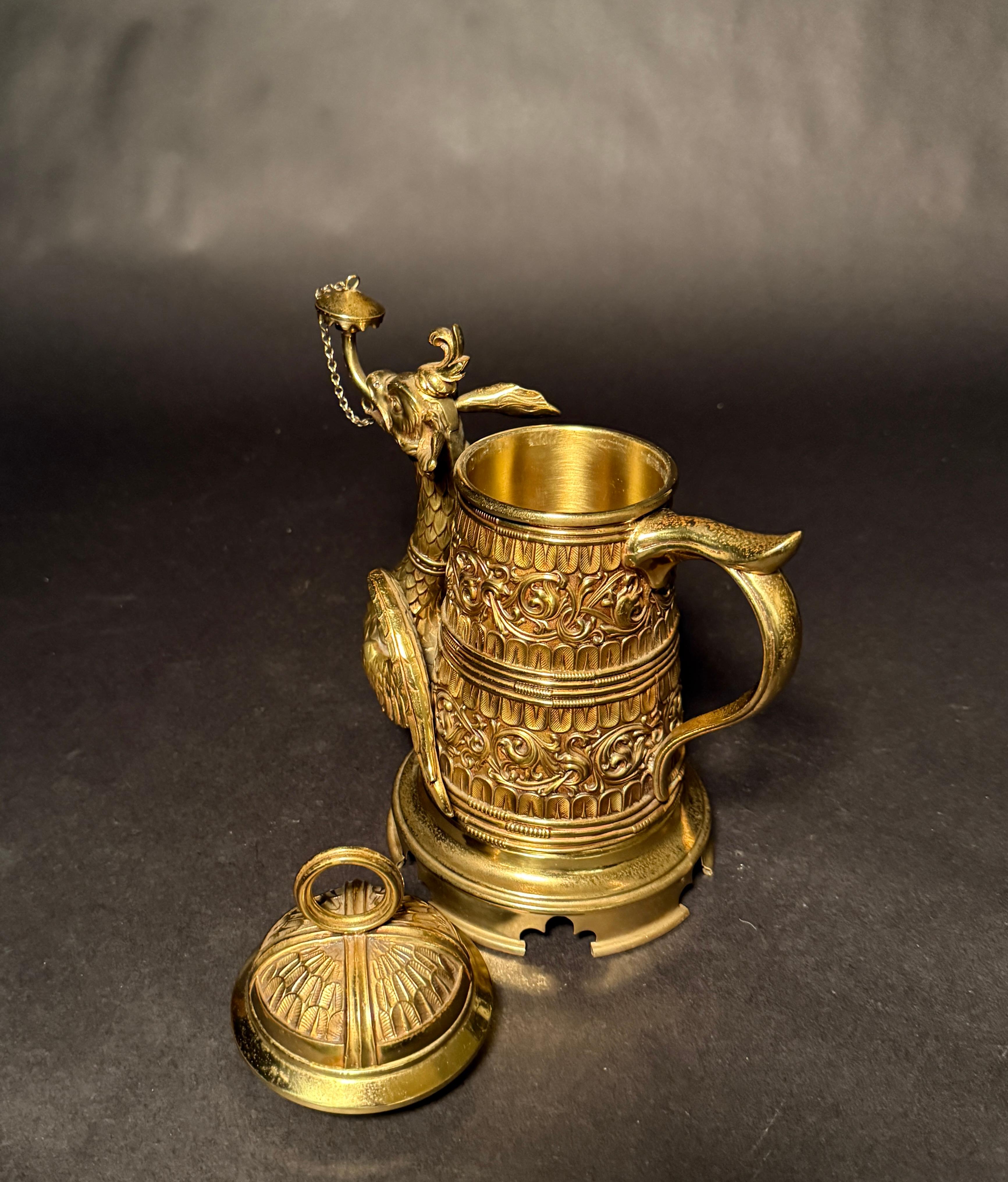 XIXe siècle Fine lampe ancienne porte-cigares/ampoule en forme de dragon en bronze en vente